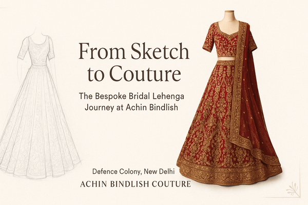 From Sketch to Couture: Bespoke Bridal Lehenga Journey - Achin Bindlish
