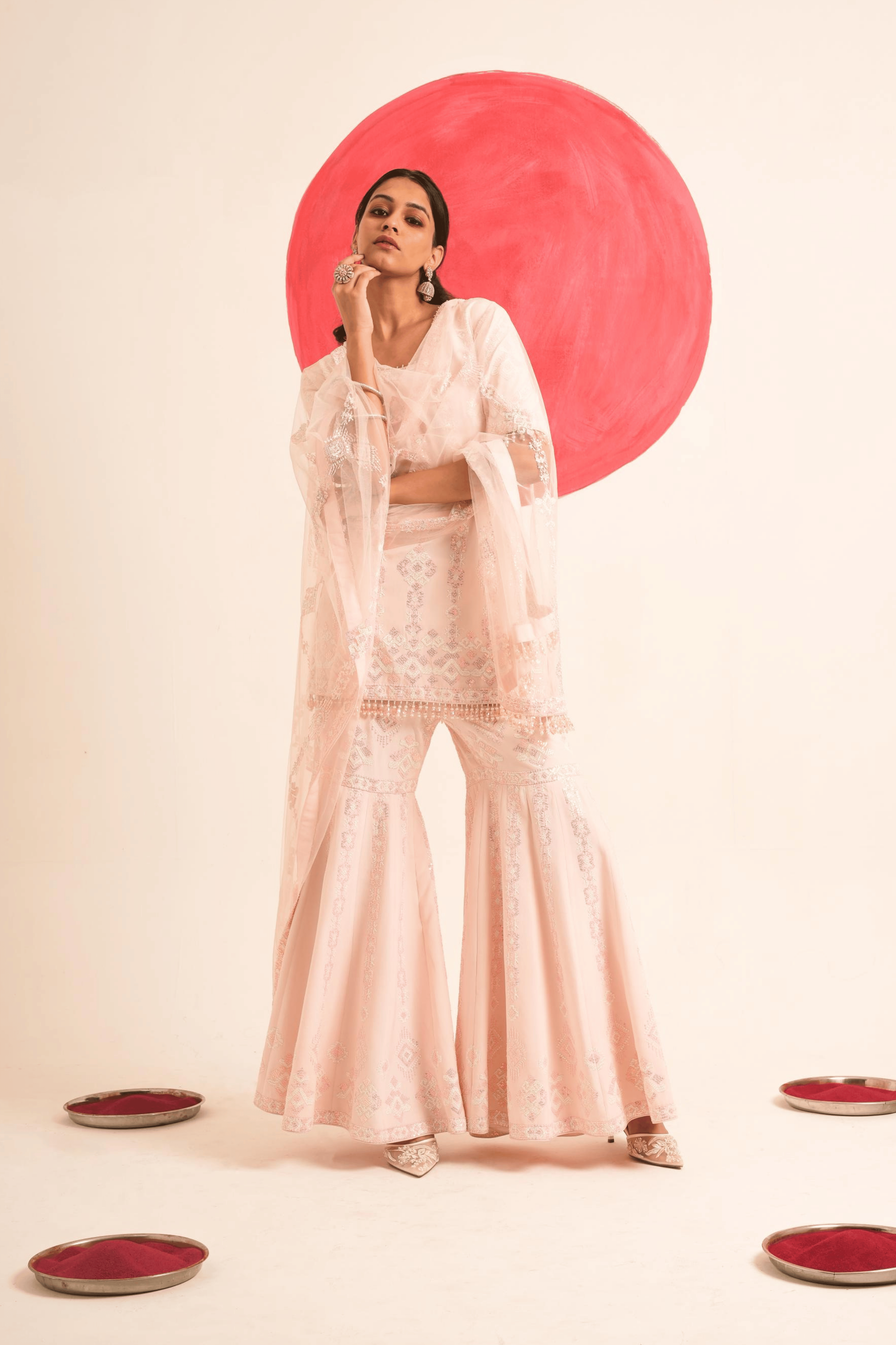 Moonlit Petal Hand Embroidered Gharara