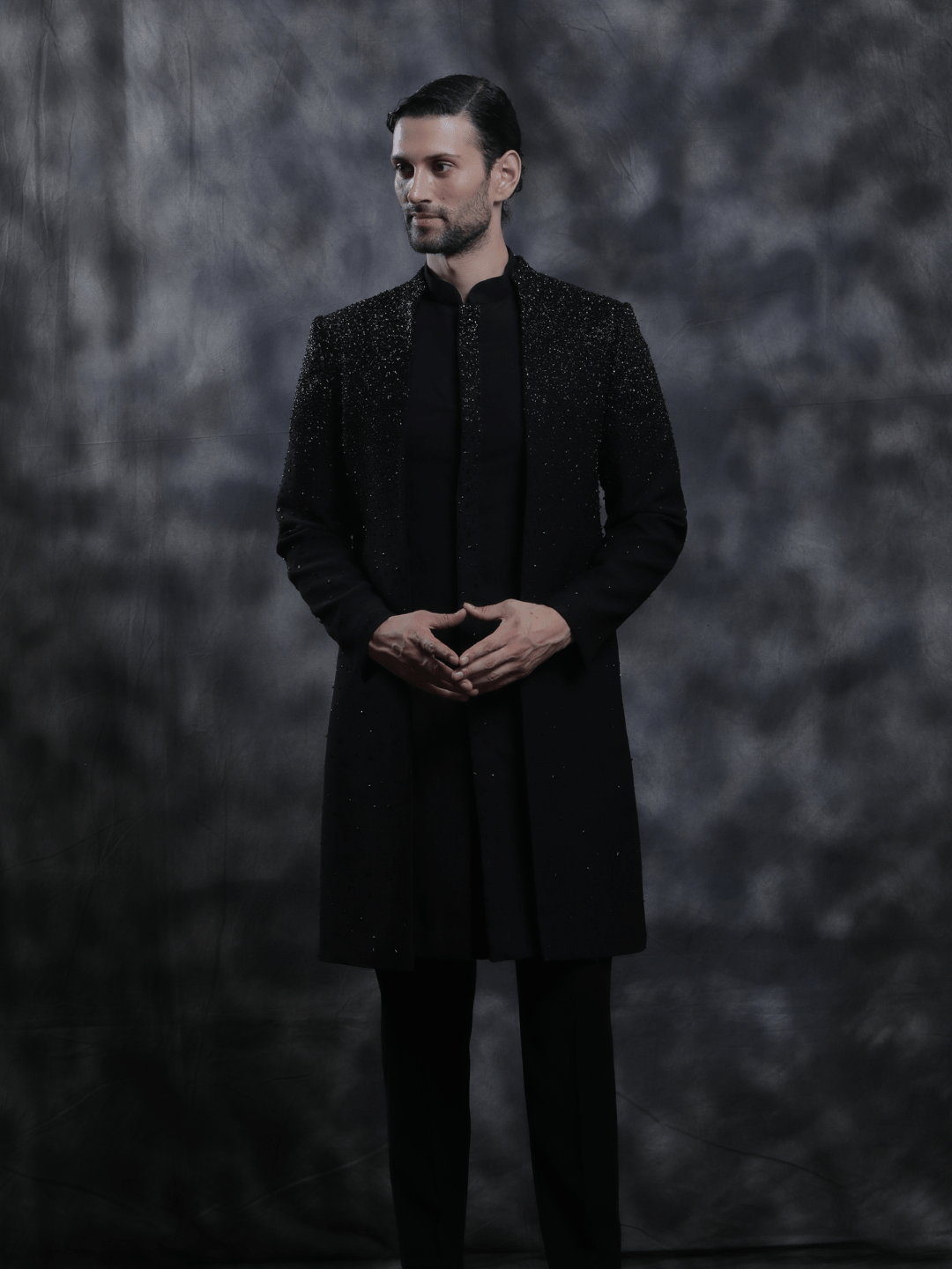 Black Embellished Bandhgala - Achin Bindlish