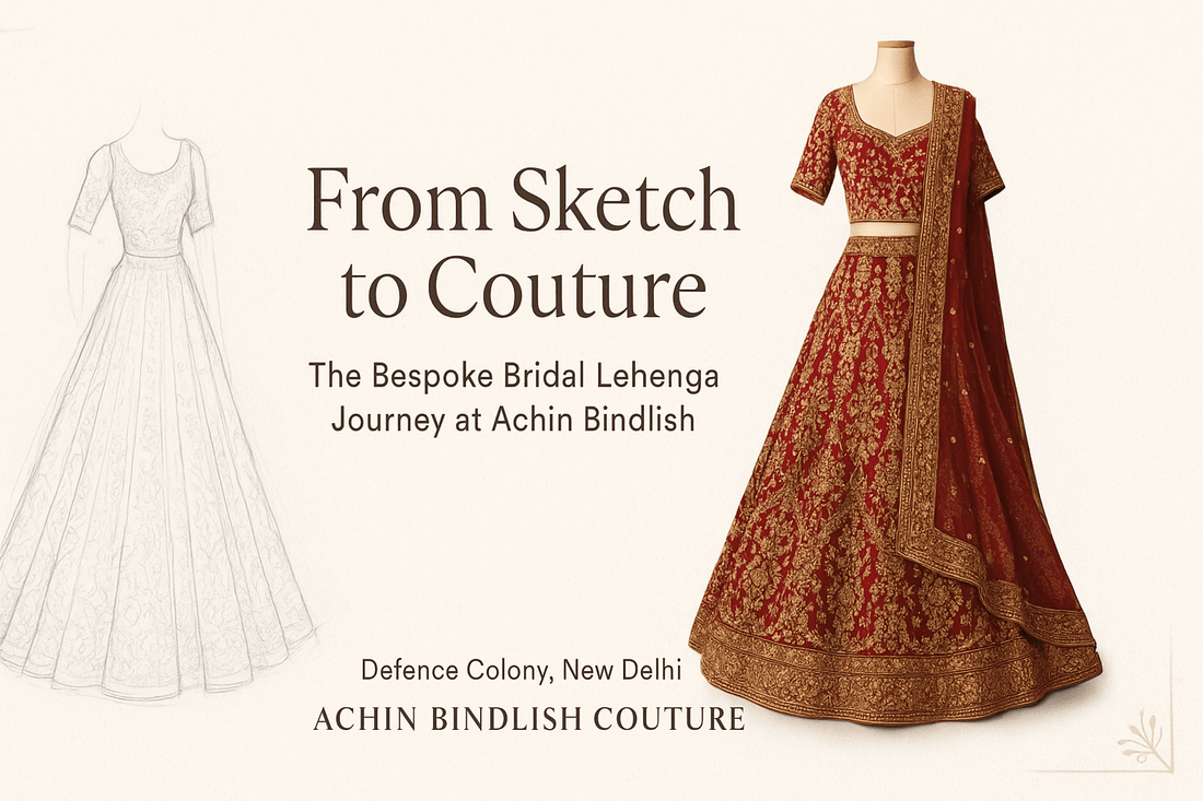 From Sketch to Couture: Bespoke Bridal Lehenga Journey - Achin Bindlish