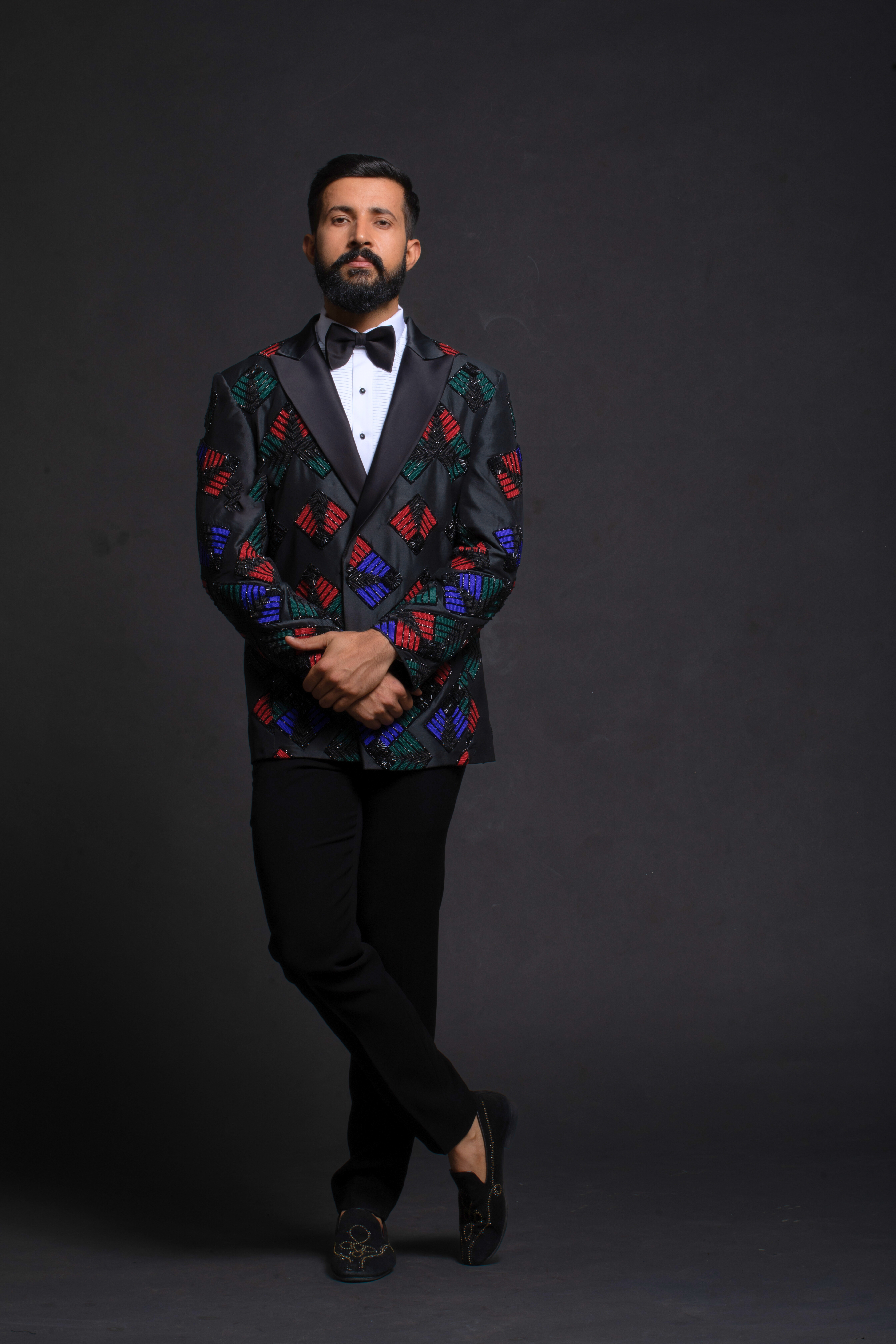 Black Multi-Color Beaded Tuxedo