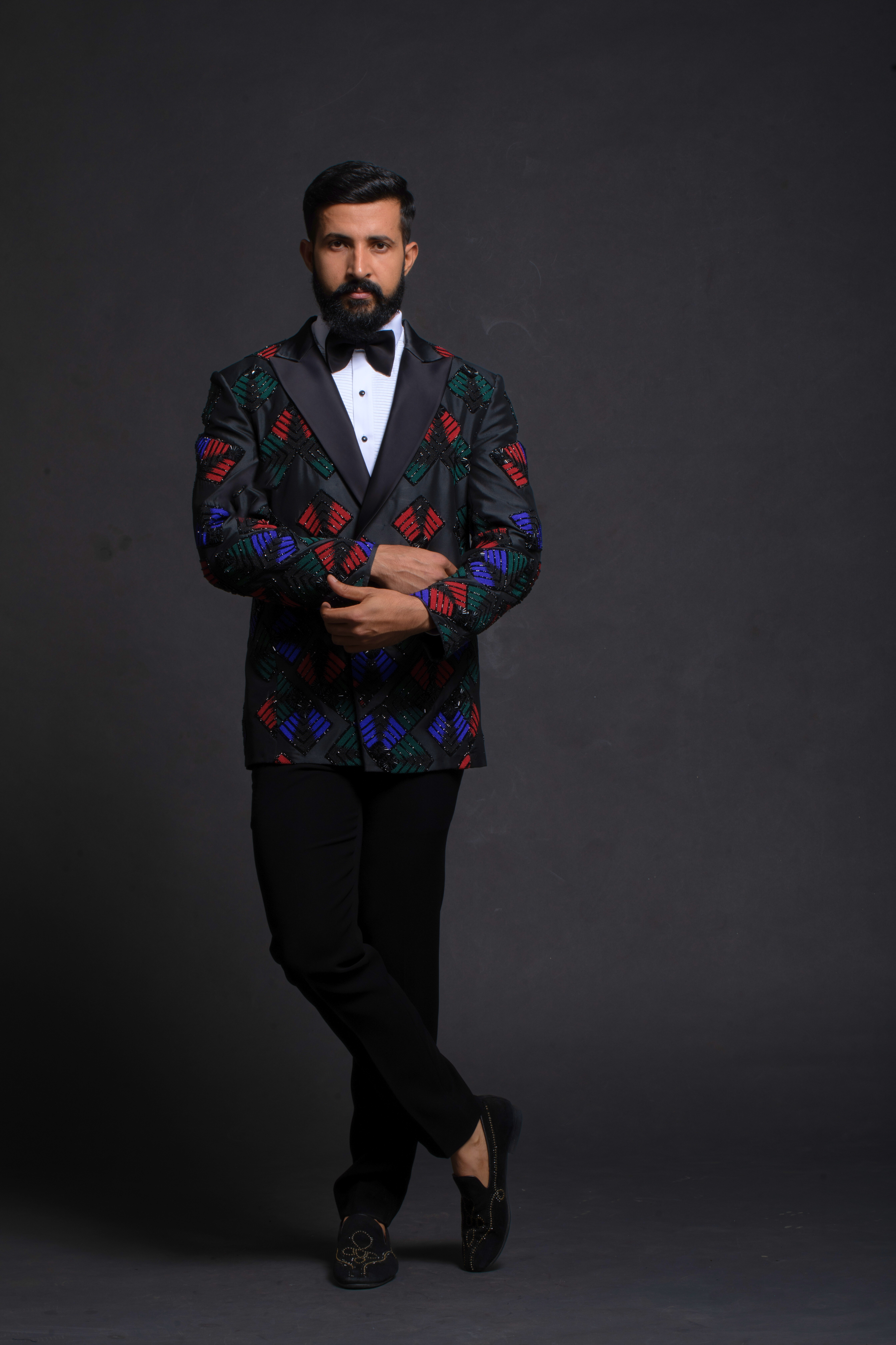 Black Multi-Color Beaded Tuxedo