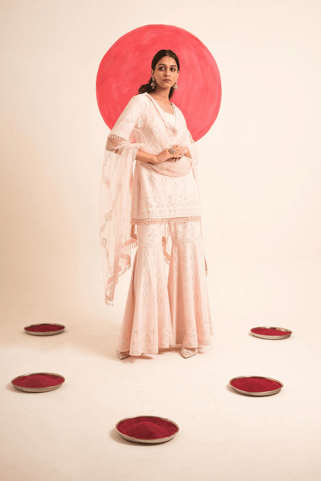 Moonlit Petal Hand Embroidered Gharara