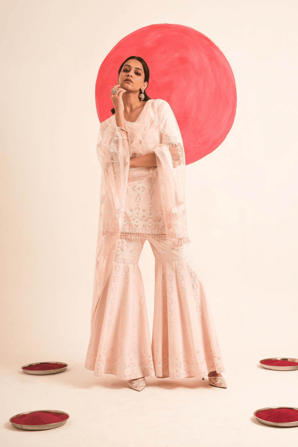 Moonlit Petal Hand Embroidered Gharara