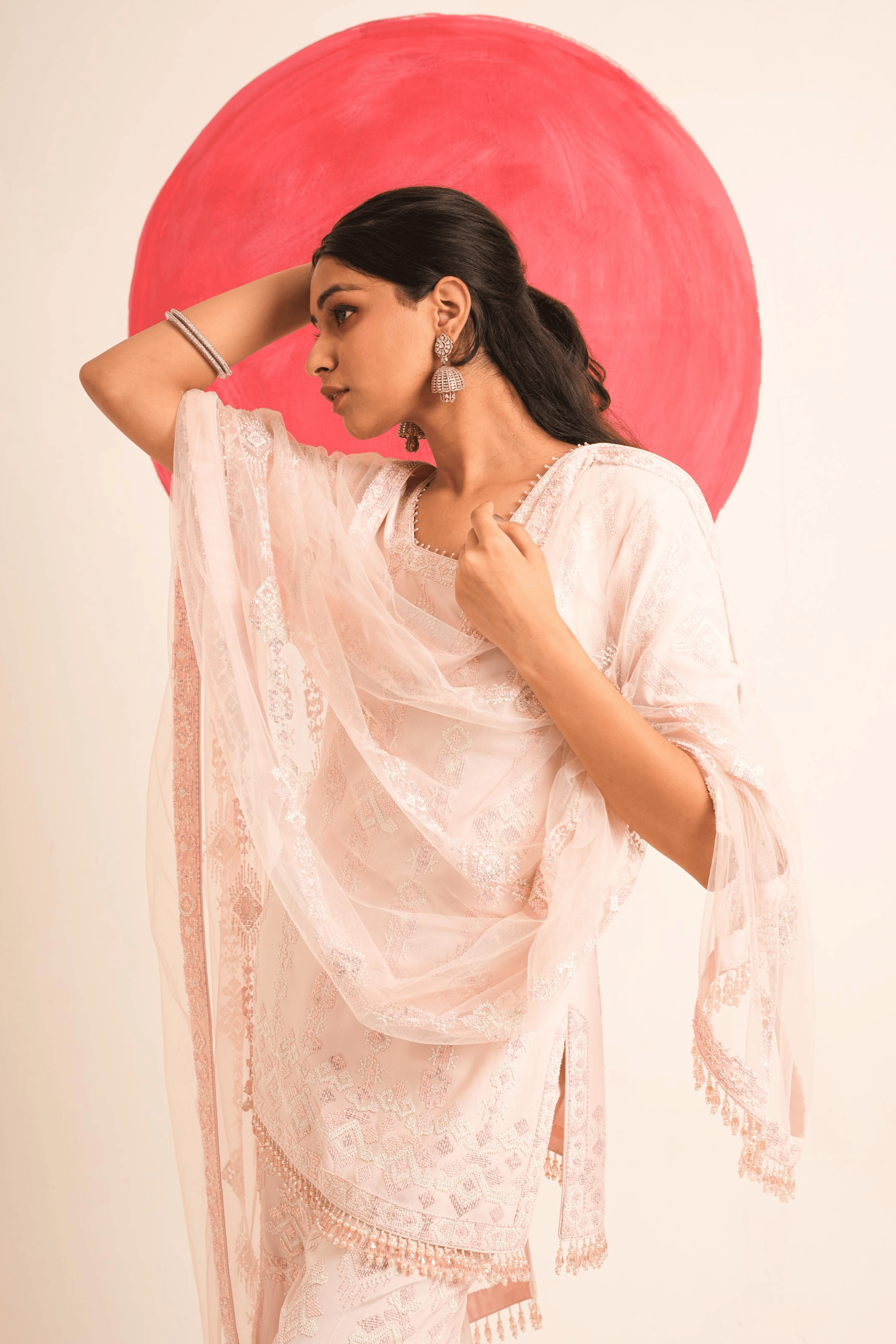 Moonlit Petal Hand Embroidered Gharara