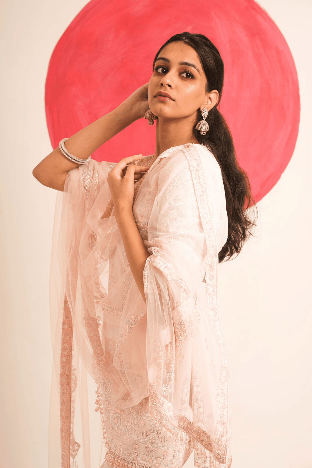 Moonlit Petal Hand Embroidered Gharara