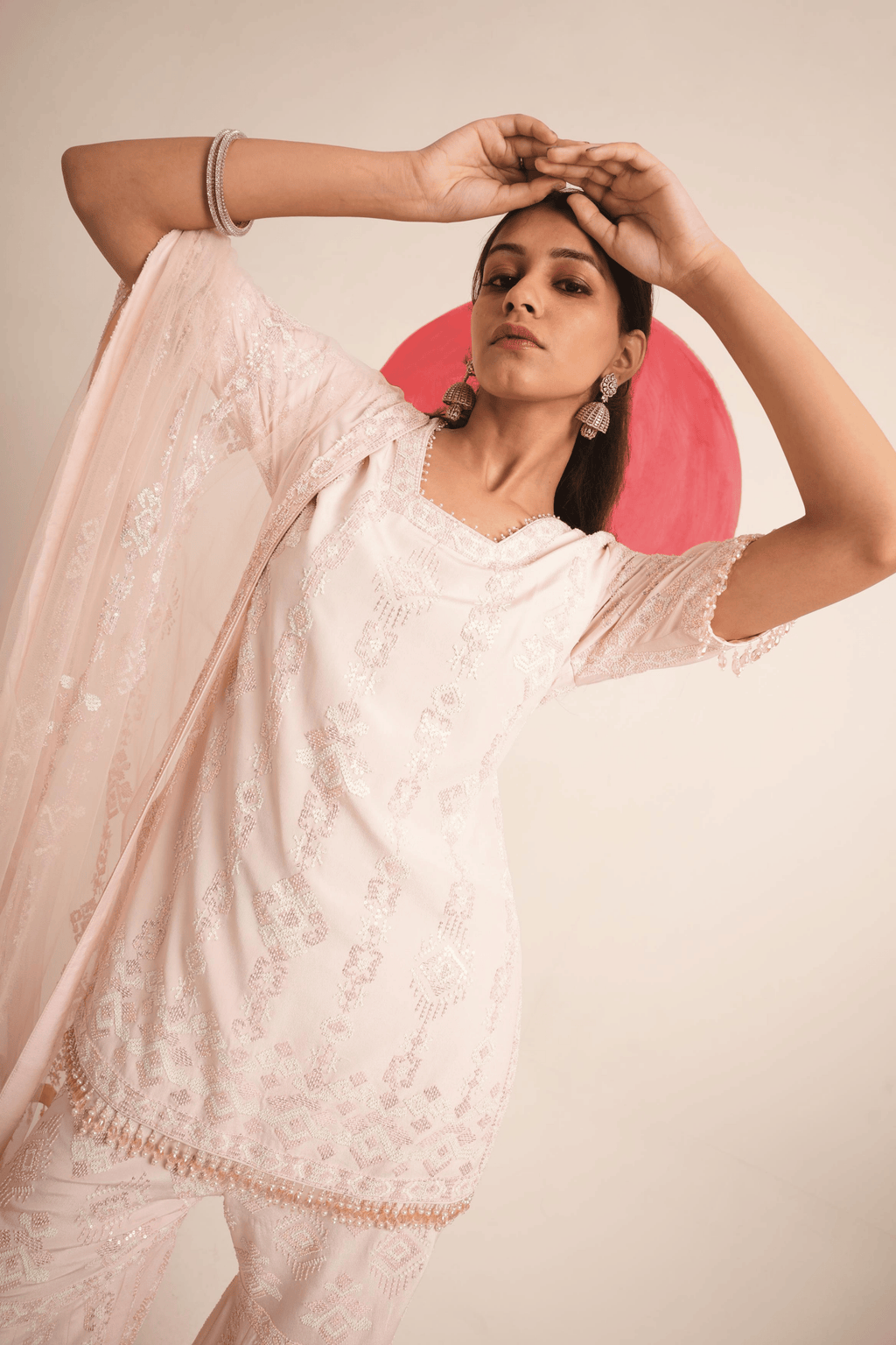 Moonlit Petal Hand Embroidered Gharara