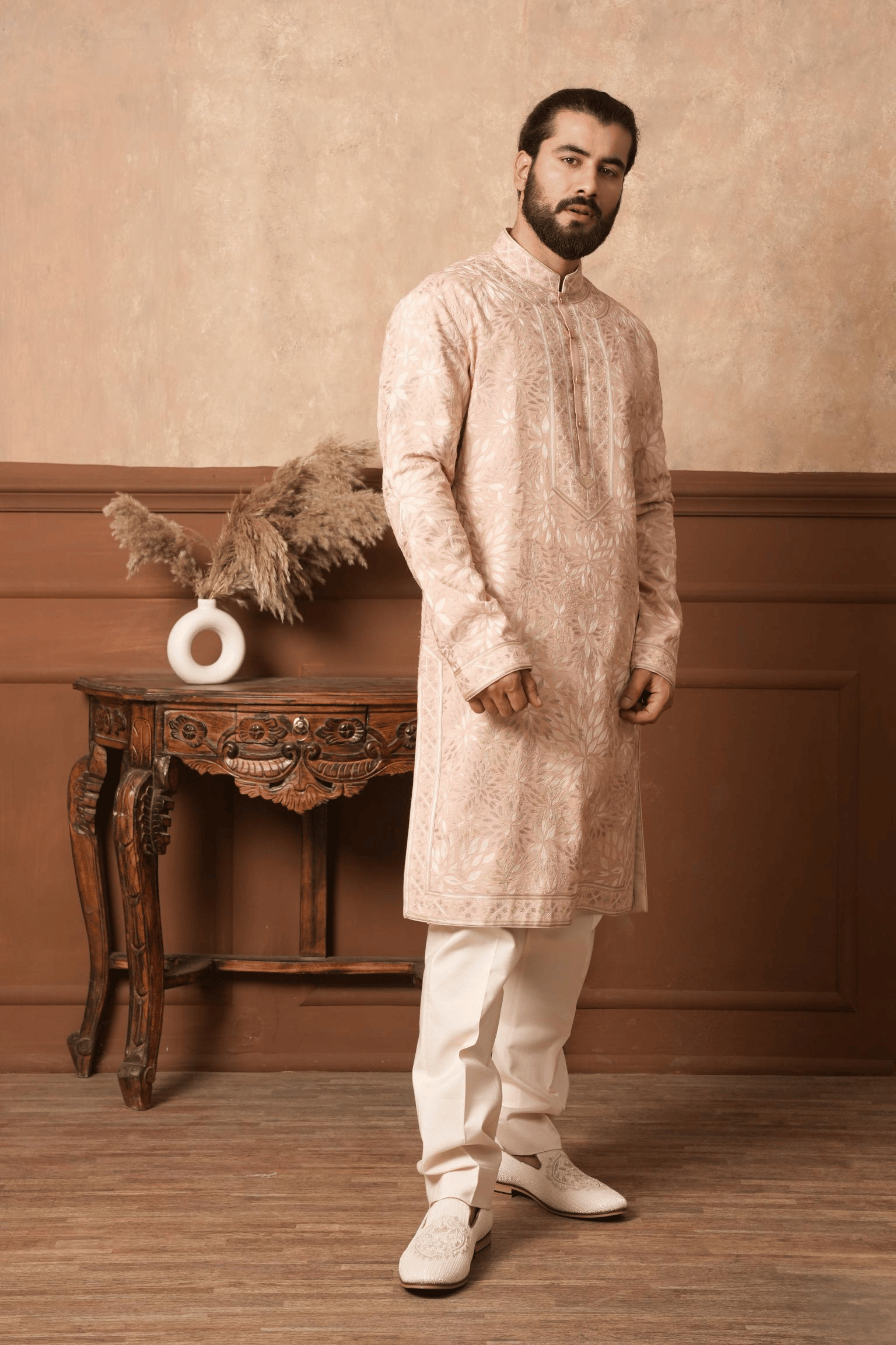 Fully Embroidered Alabaster Vine Kurta