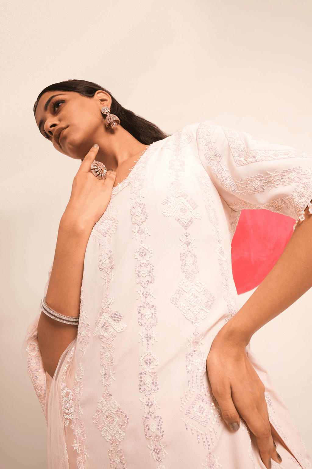 Moonlit Petal Hand Embroidered Gharara