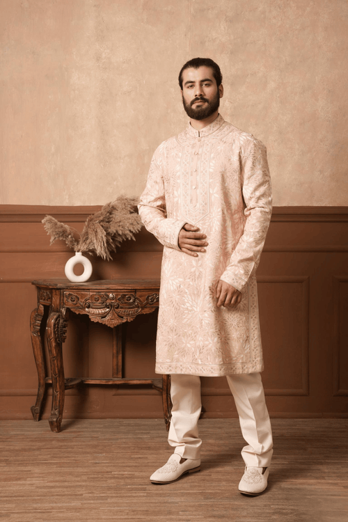 Fully Embroidered Alabaster Vine Kurta – Achin Bindlish – view 2