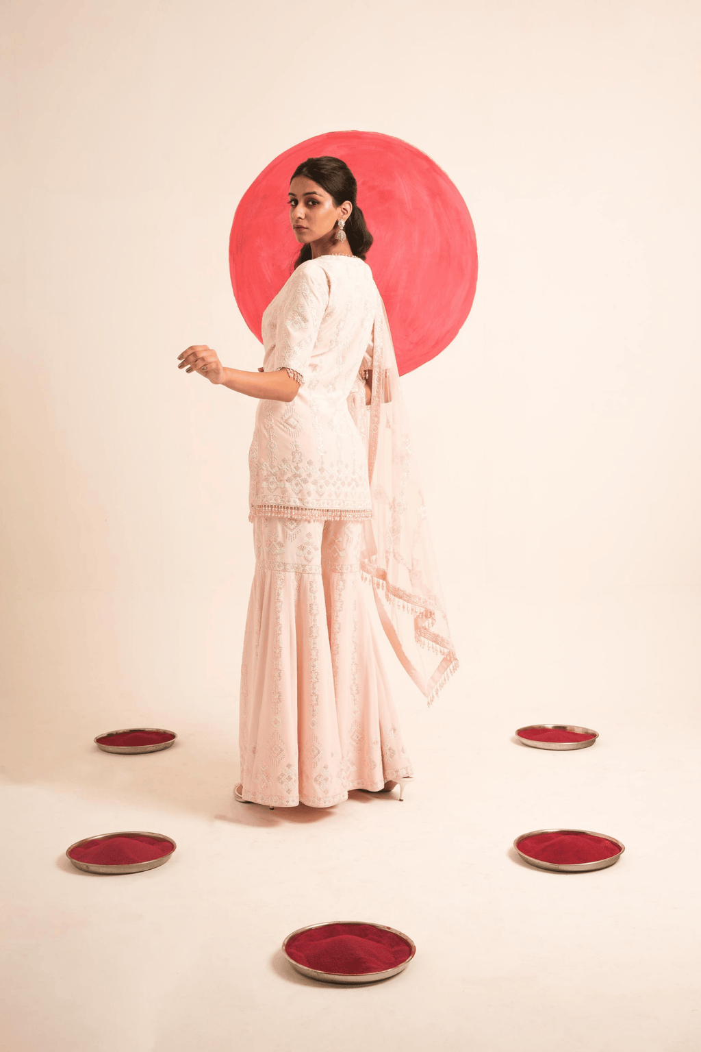 Moonlit Petal Hand Embroidered Gharara