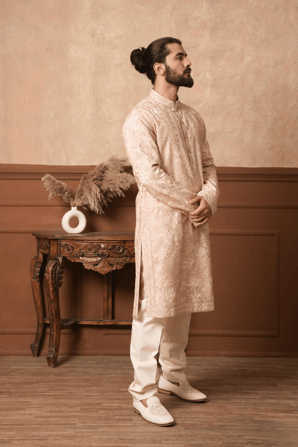 Fully Embroidered Alabaster Vine Kurta