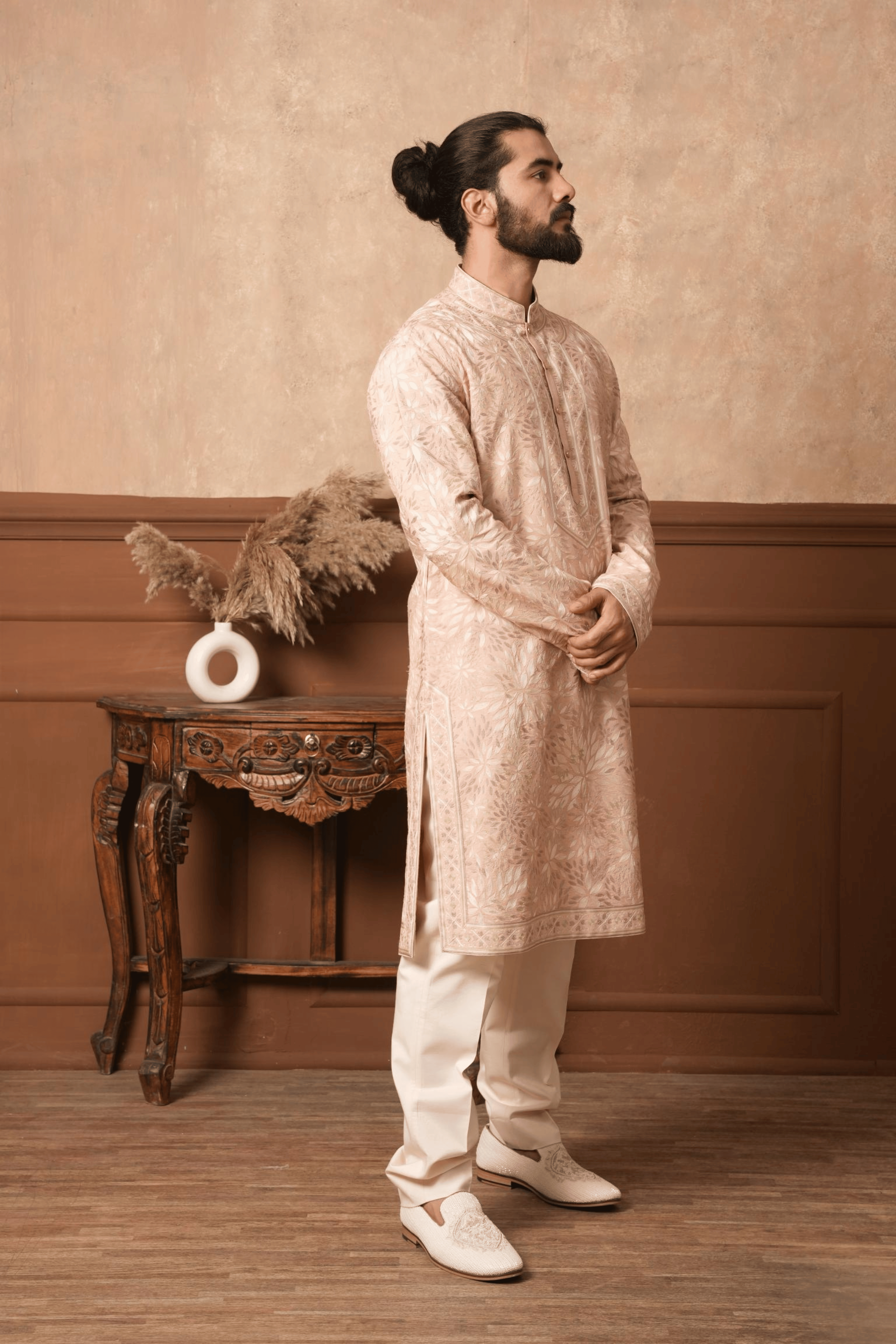 Fully Embroidered Alabaster Vine Kurta