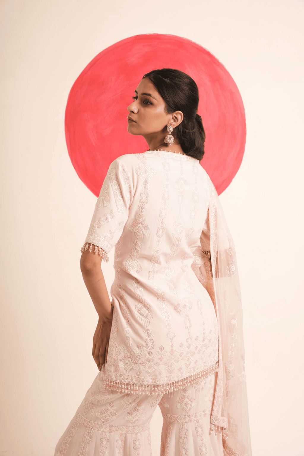 Moonlit Petal Hand Embroidered Gharara