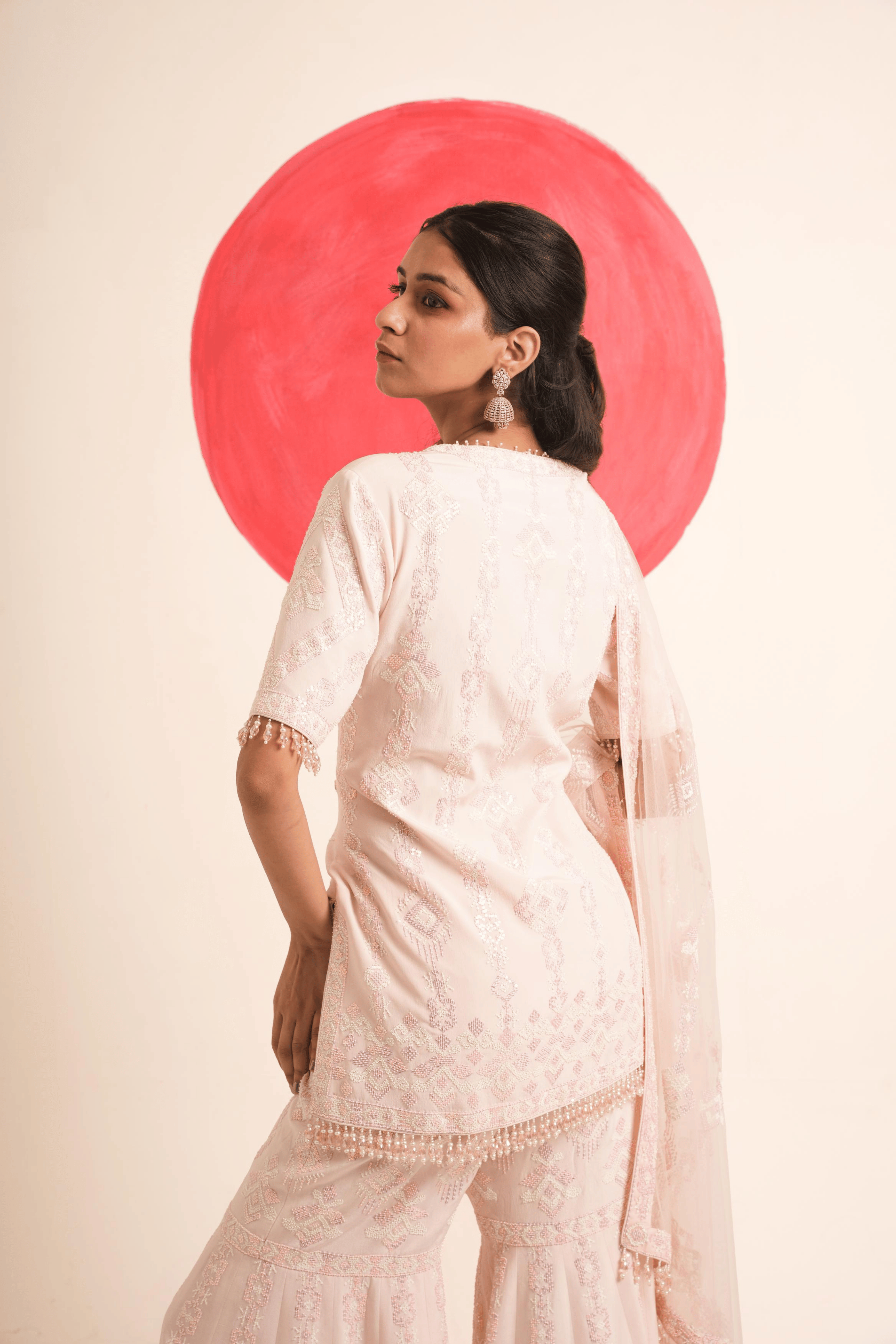 Moonlit Petal Hand Embroidered Gharara