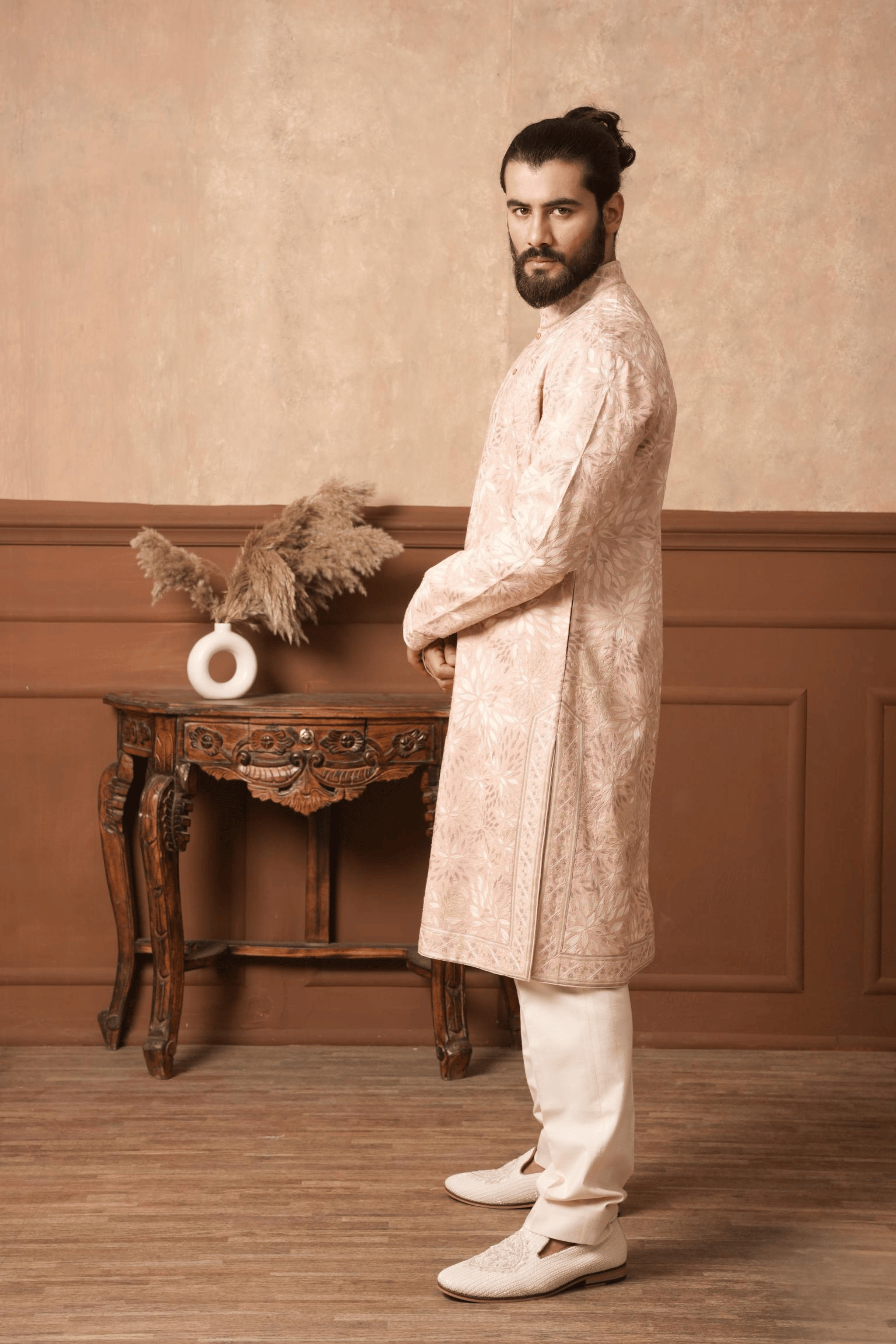 Fully Embroidered Alabaster Vine Kurta