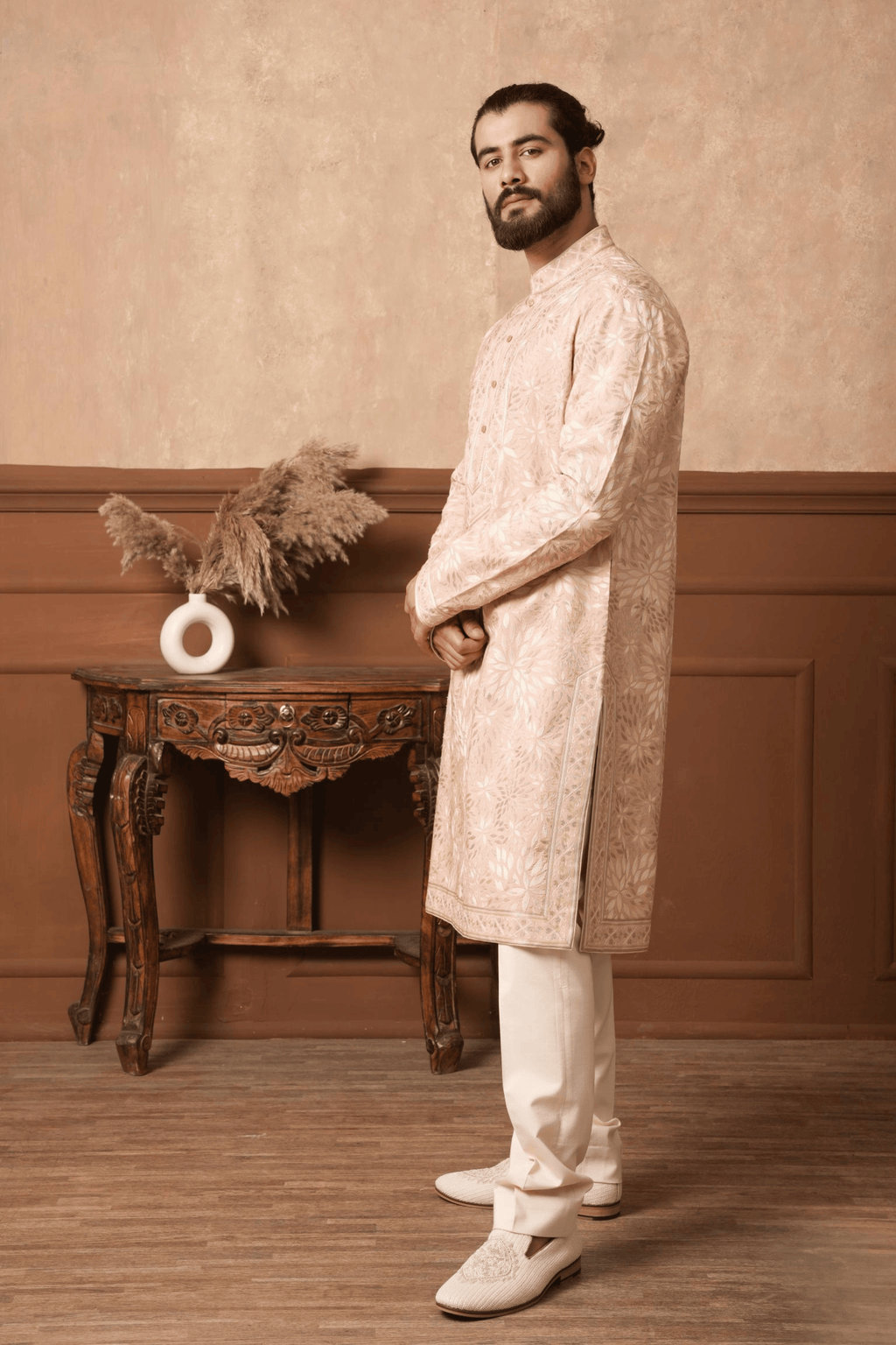 Fully Embroidered Alabaster Vine Kurta