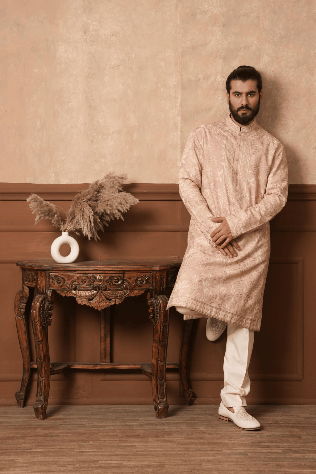 Fully Embroidered Alabaster Vine Kurta