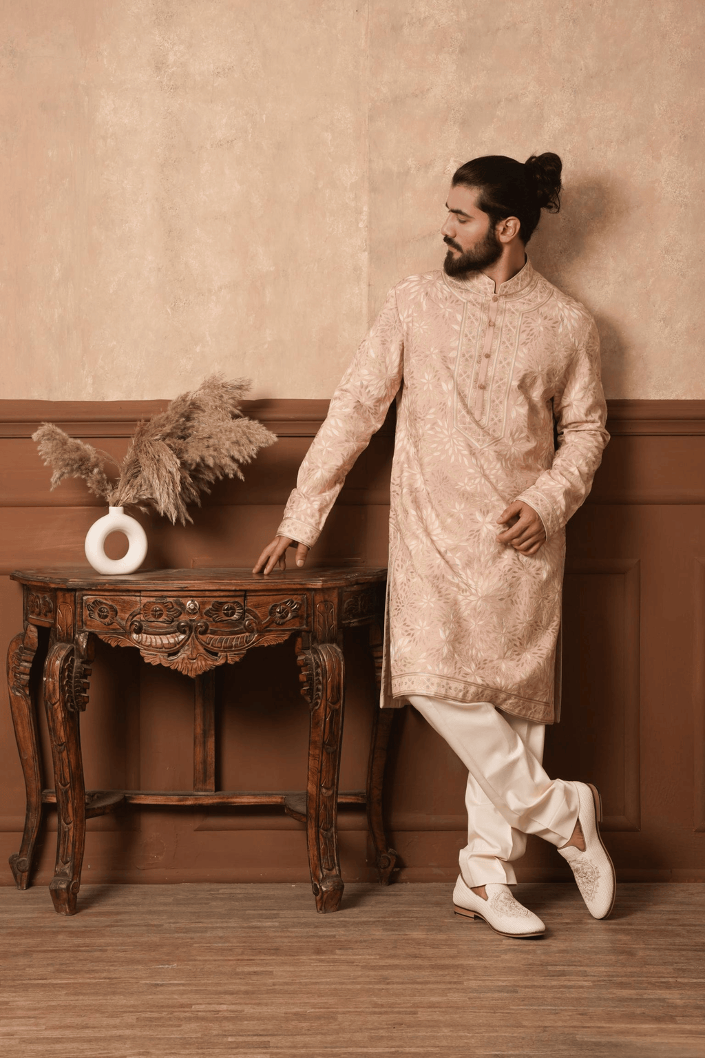 Fully Embroidered Alabaster Vine Kurta
