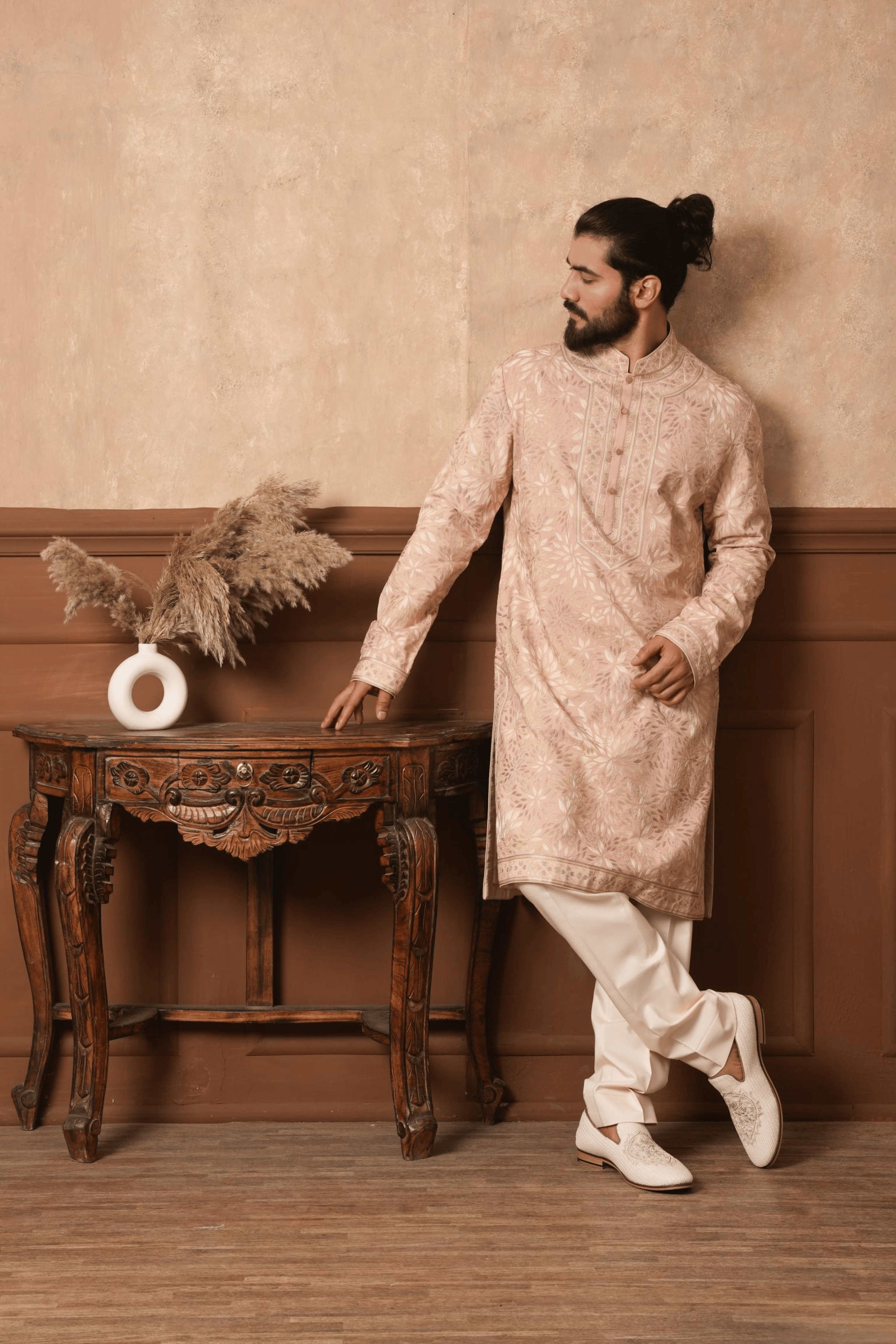 Fully Embroidered Alabaster Vine Kurta