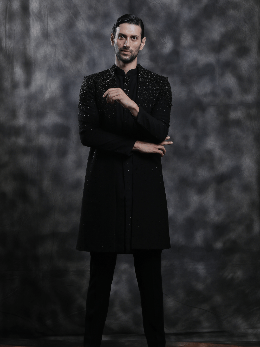 Black Embellished Bandhgala - Achin Bindlish