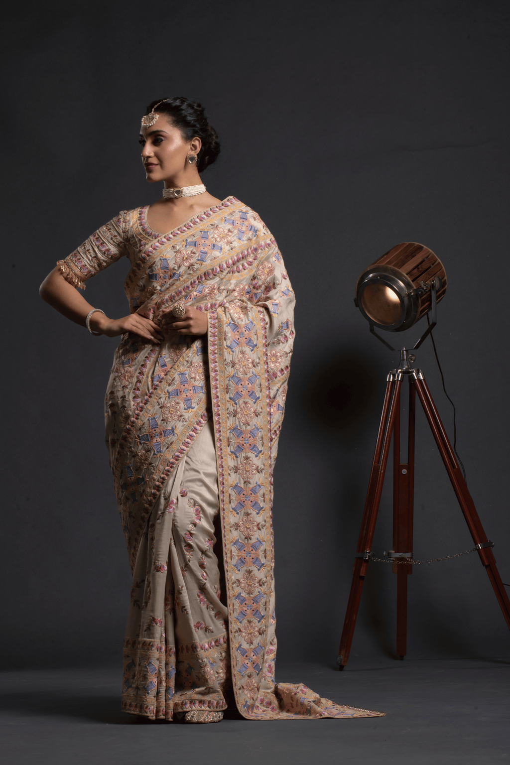 Floral Pastel Heritage Saree – Achin Bindlish
