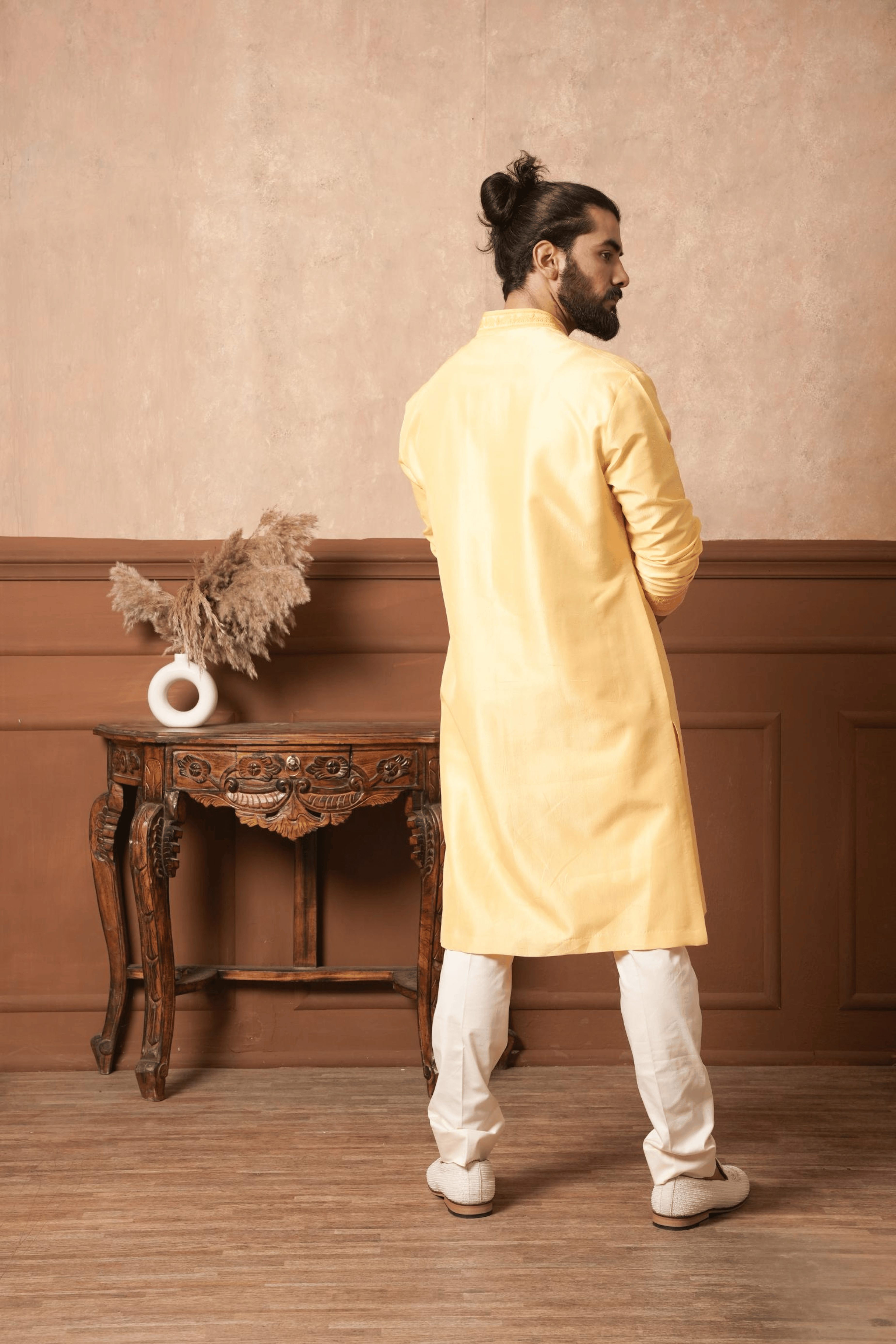 Golden Radiance Neckline Embroidered Kurta