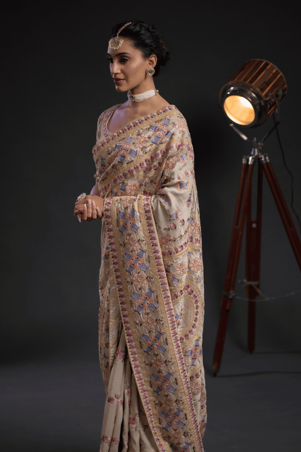 Floral Pastel Heritage Saree – Achin Bindlish – view 3