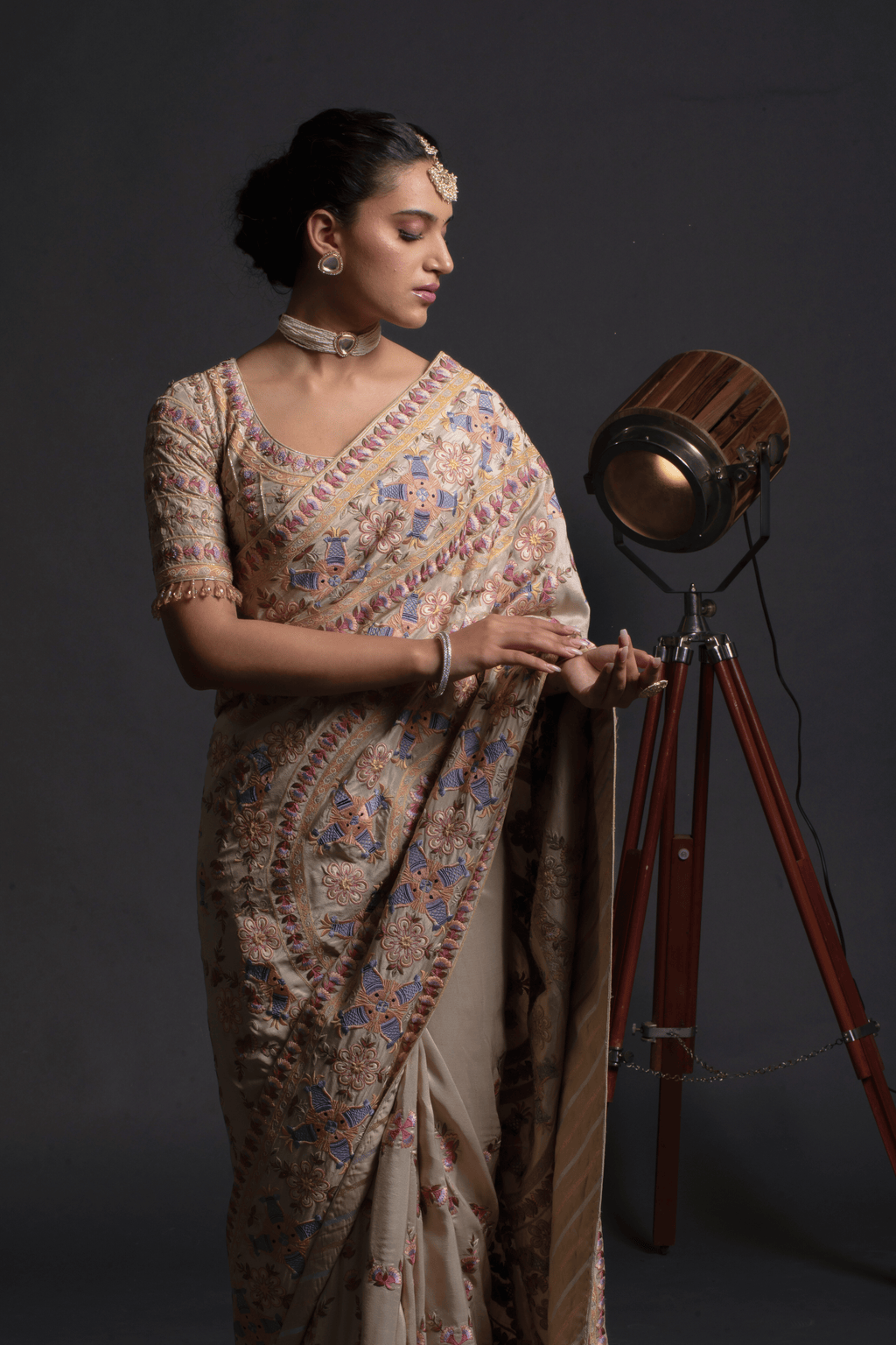 Floral Pastel Heritage Saree – Achin Bindlish – view 4