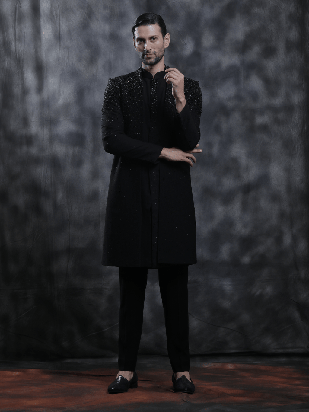 Black Embellished Bandhgala - Achin Bindlish