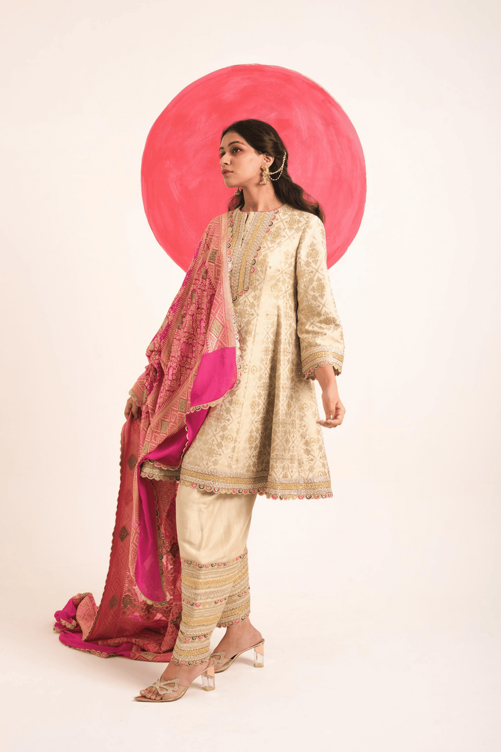 Golden Blush Kurta Set with Heritage Embroidery