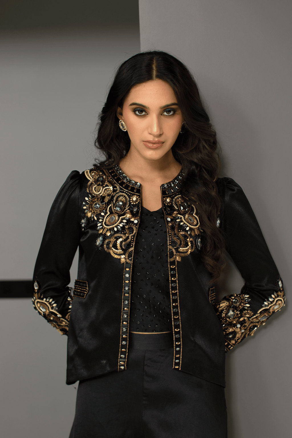 Black Indo-Western Jacket and Palazzo