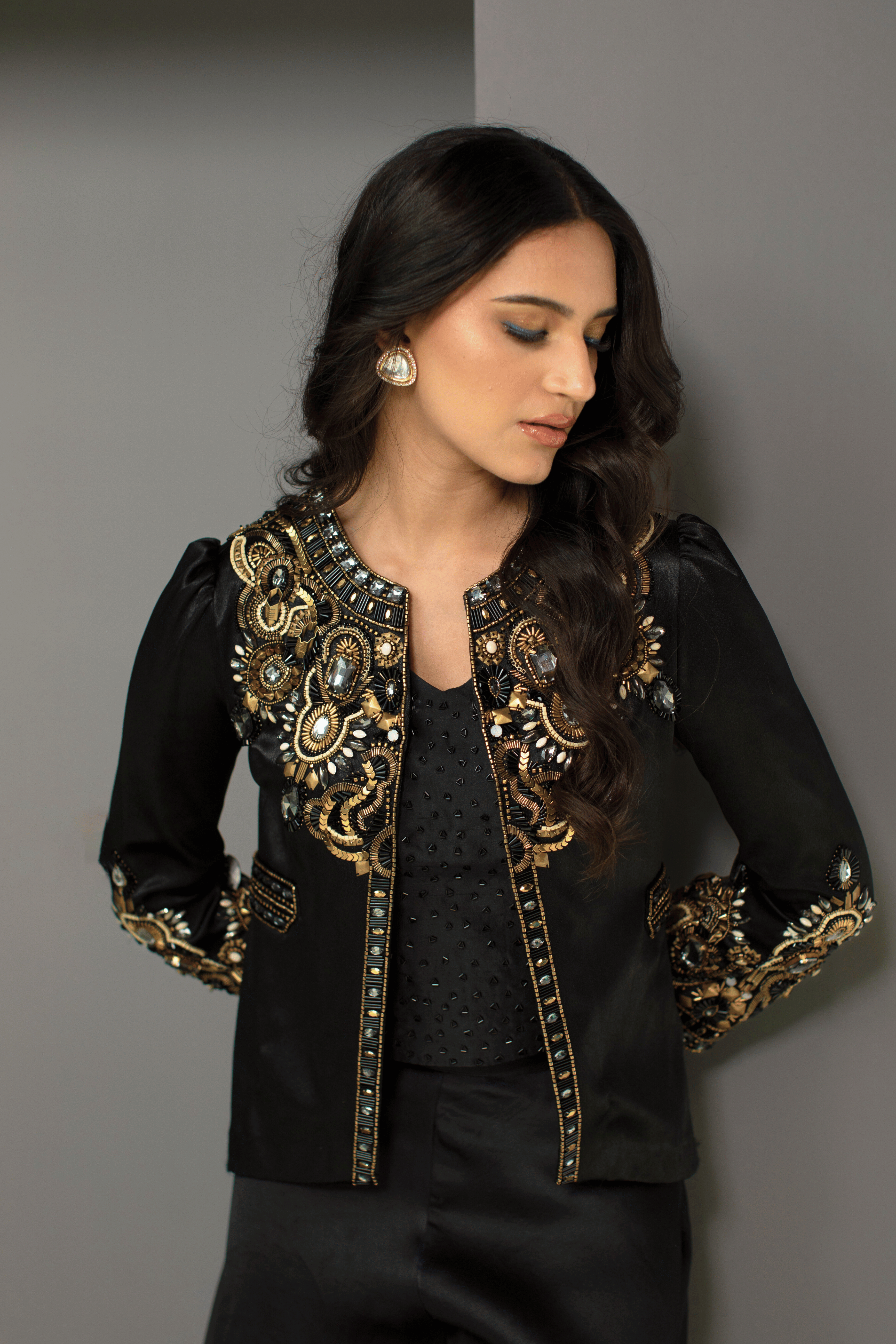 Black Indo-Western Jacket and Palazzo