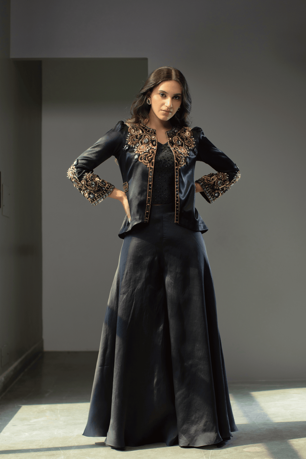 Black Indo-Western Jacket and Palazzo