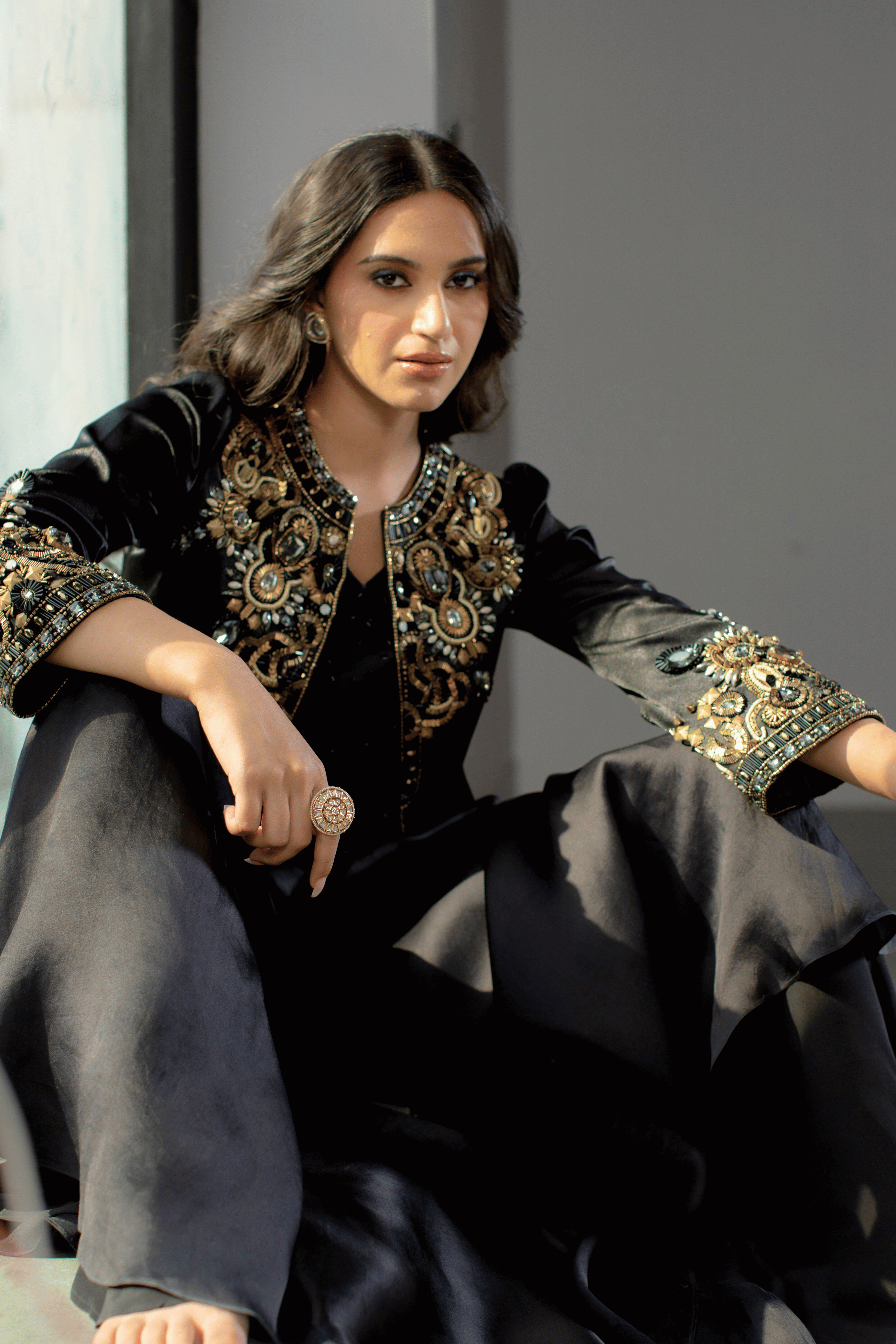 Black Indo-Western Jacket and Palazzo