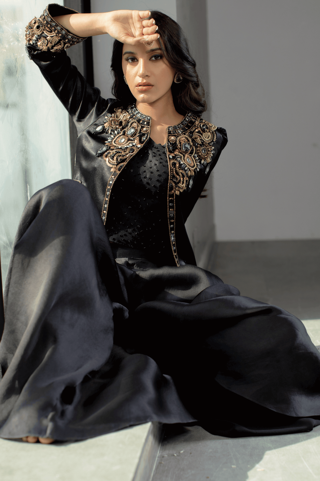 Black Indo-Western Jacket and Palazzo