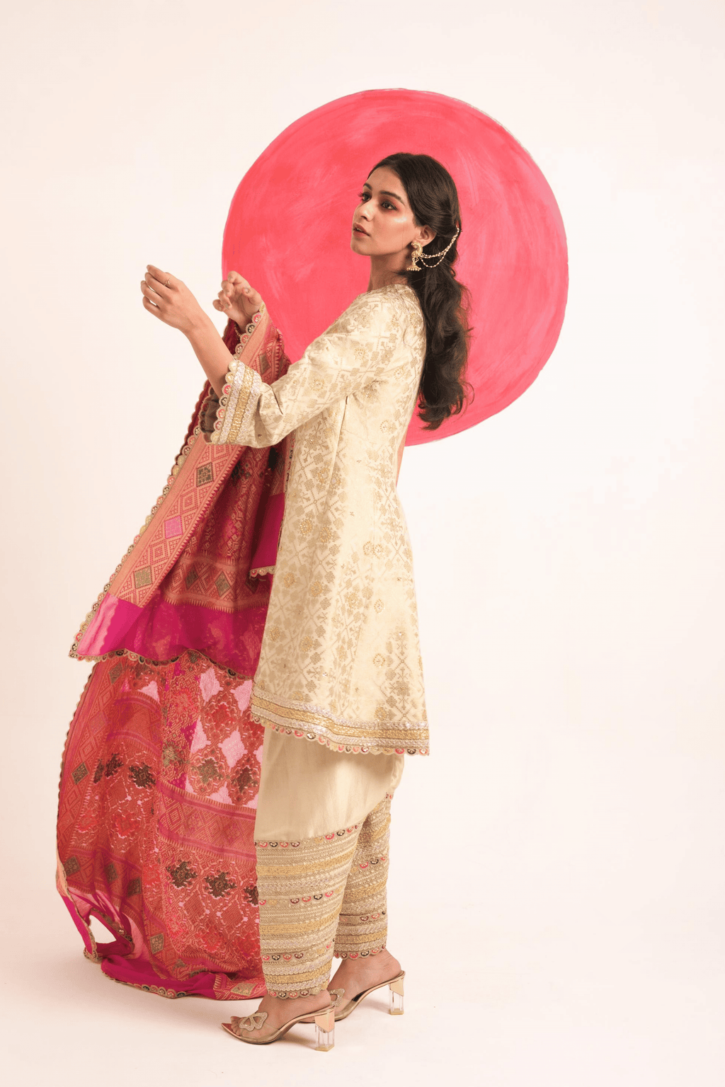 Golden Blush Kurta Set with Heritage Embroidery