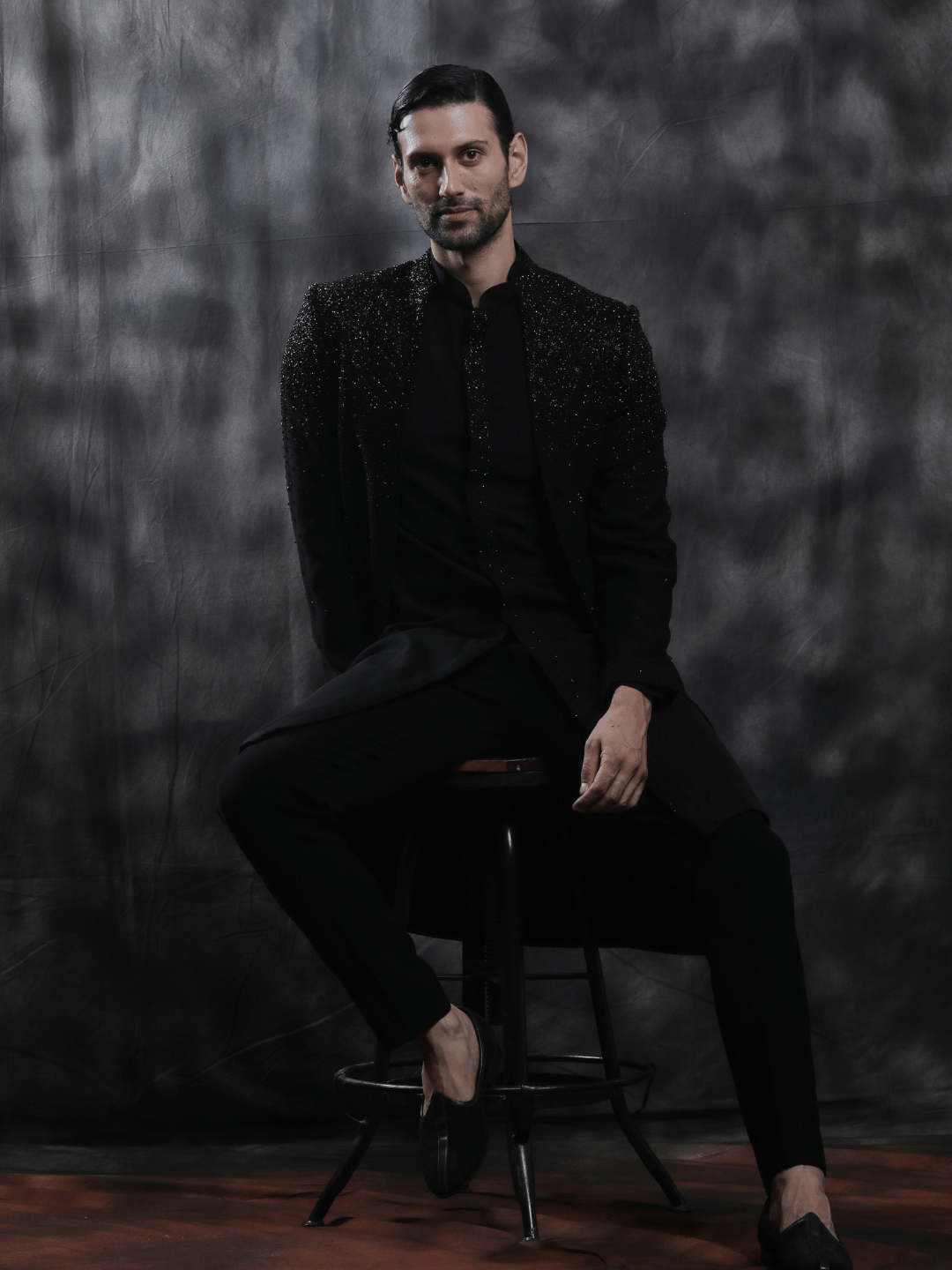 Black Embellished Bandhgala - Achin Bindlish