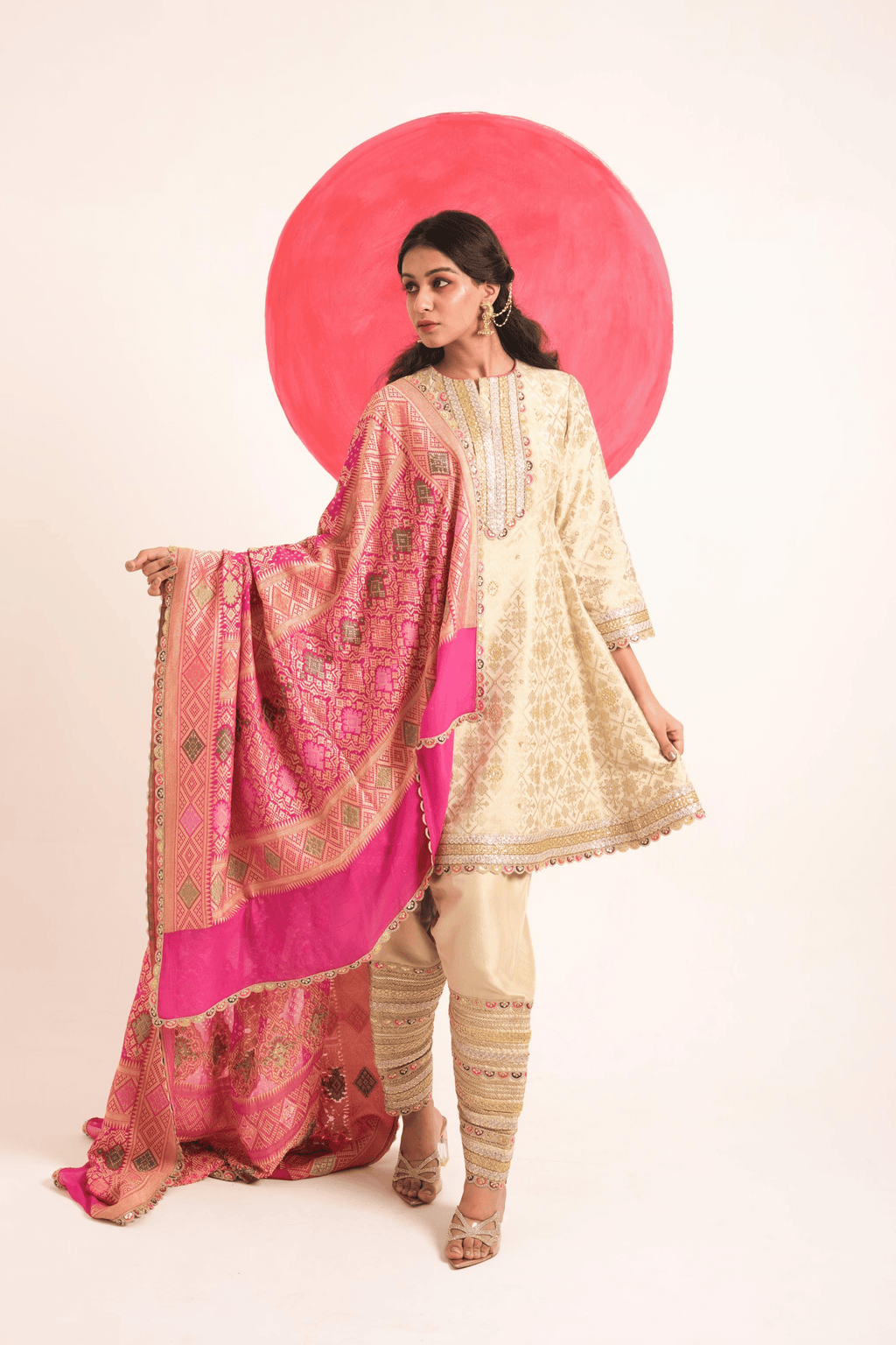 Golden Blush Kurta Set with Heritage Embroidery