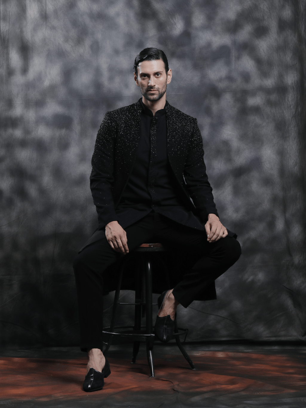 Black Embellished Bandhgala - Achin Bindlish