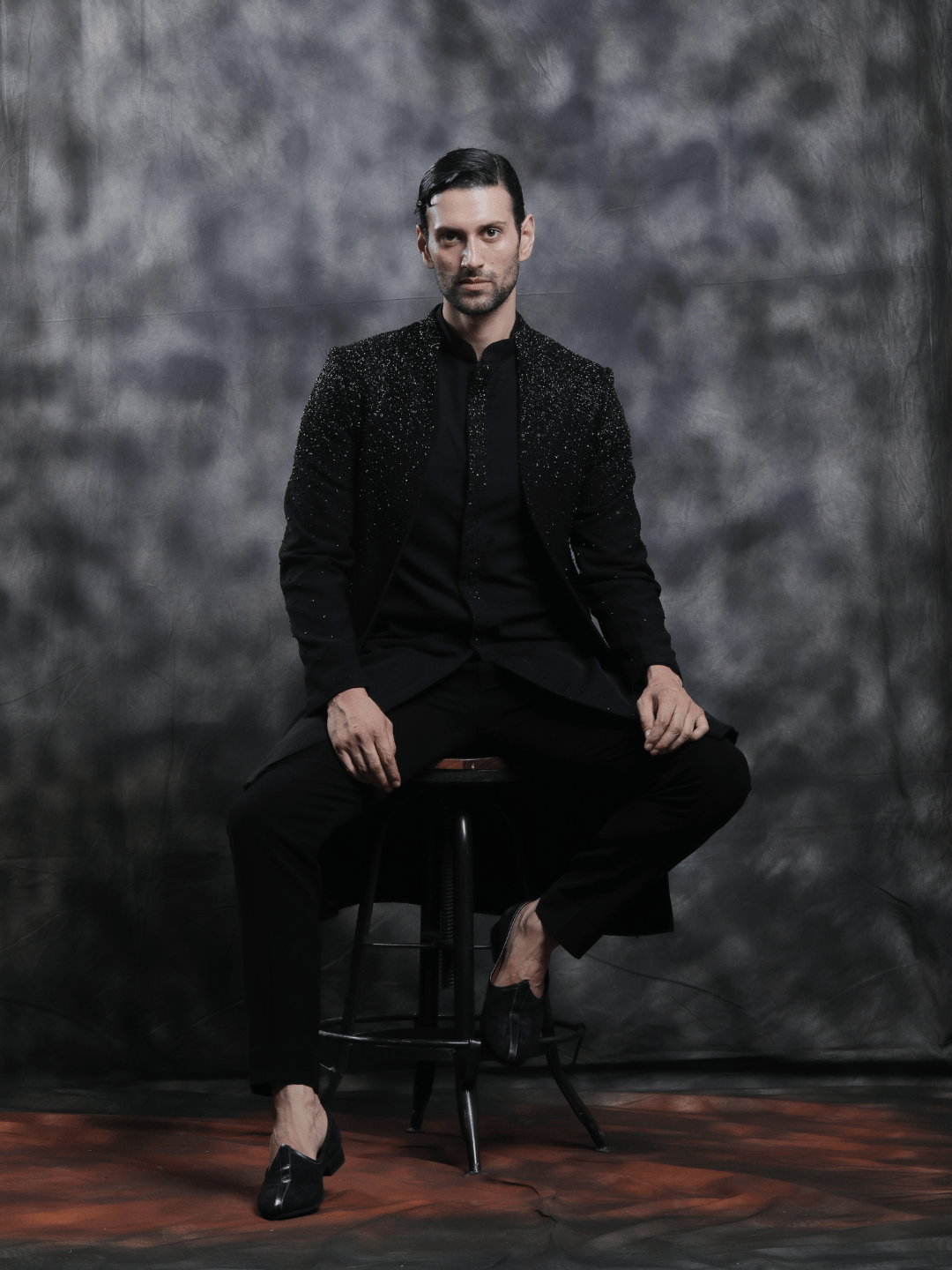 Black Embellished Bandhgala - Achin Bindlish