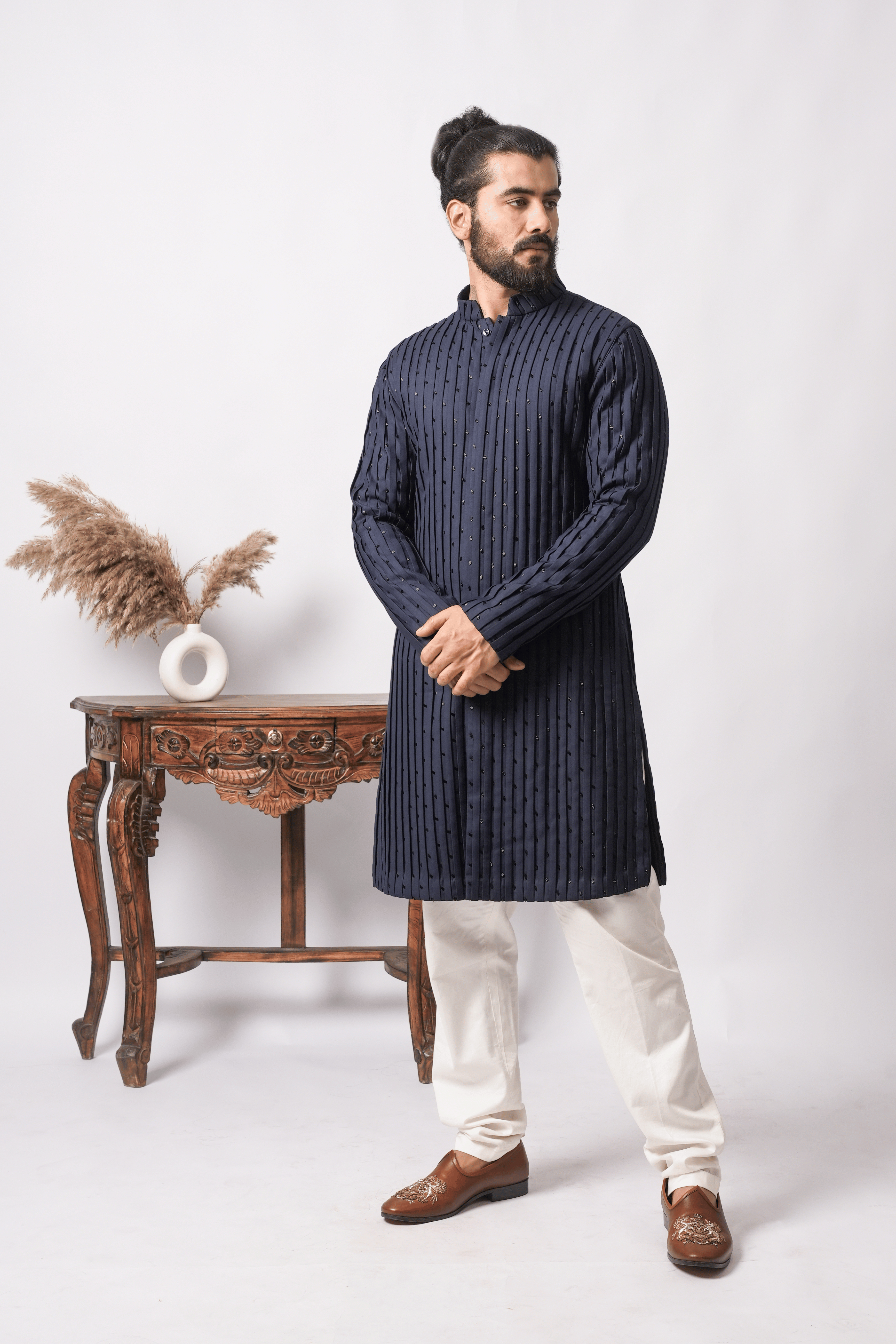 Midnight Pintuck Kurta