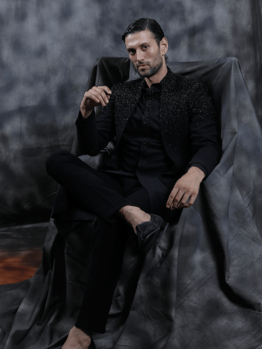 Black Embellished Bandhgala - Achin Bindlish