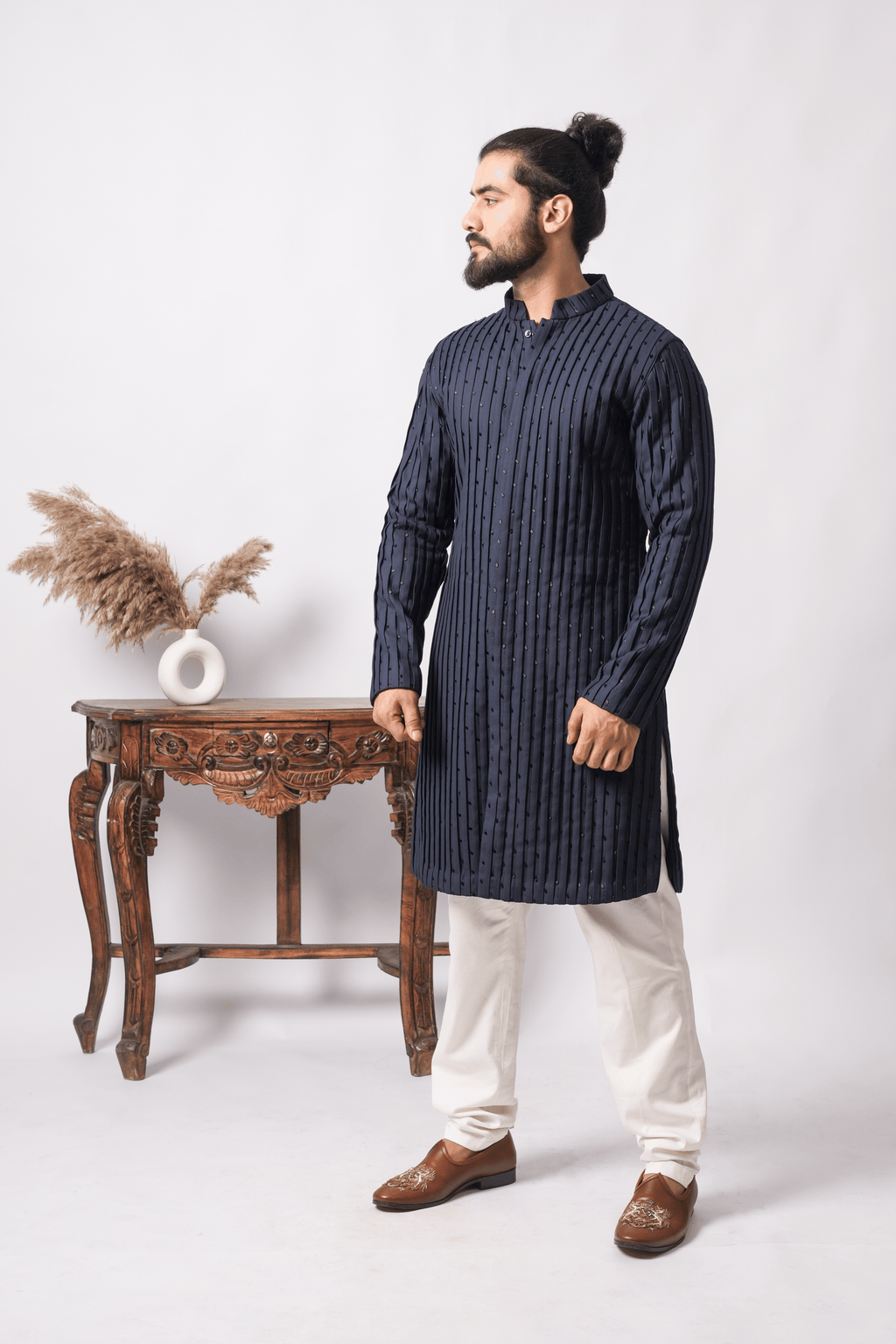 Midnight Pintuck Kurta
