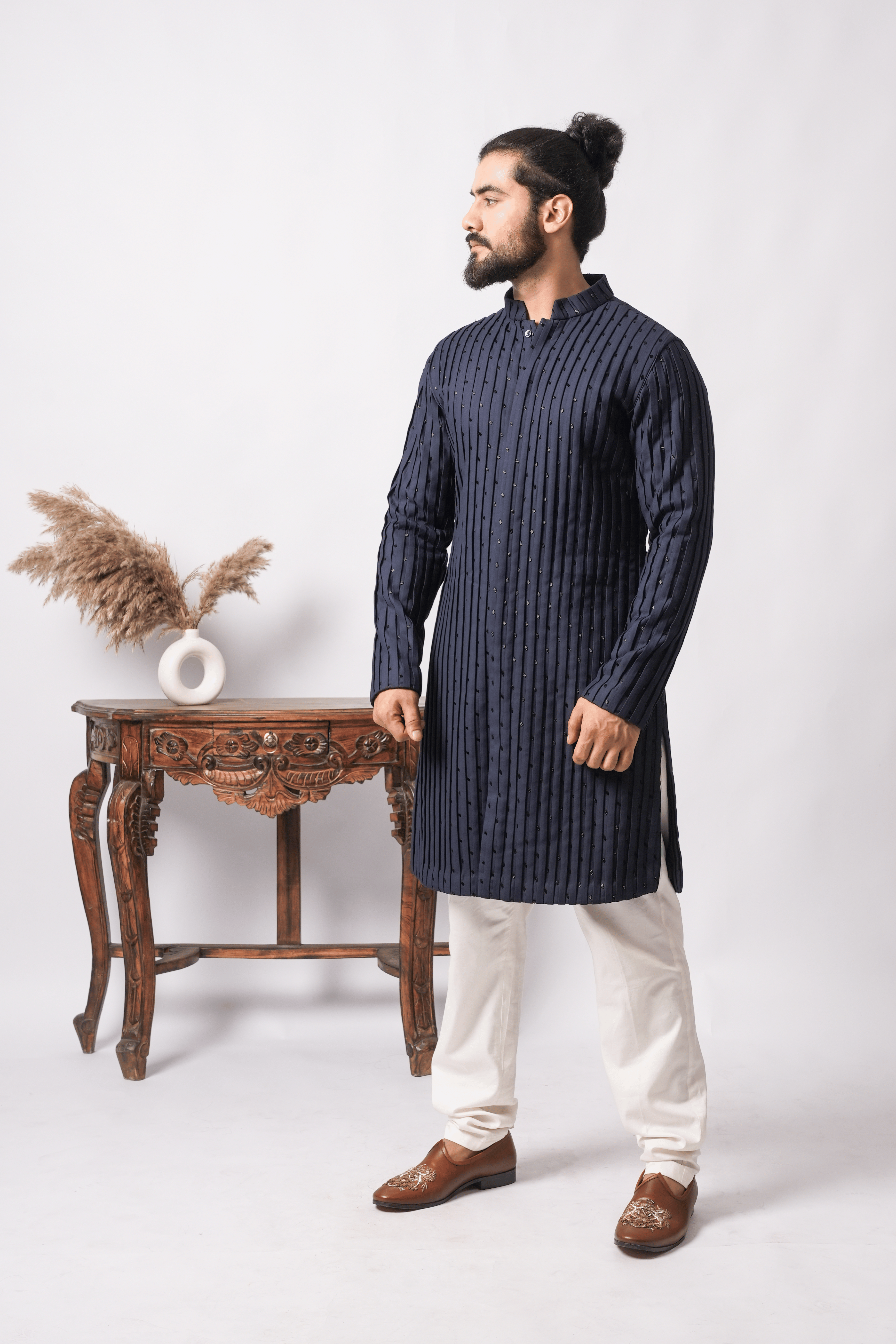 Midnight Pintuck Kurta