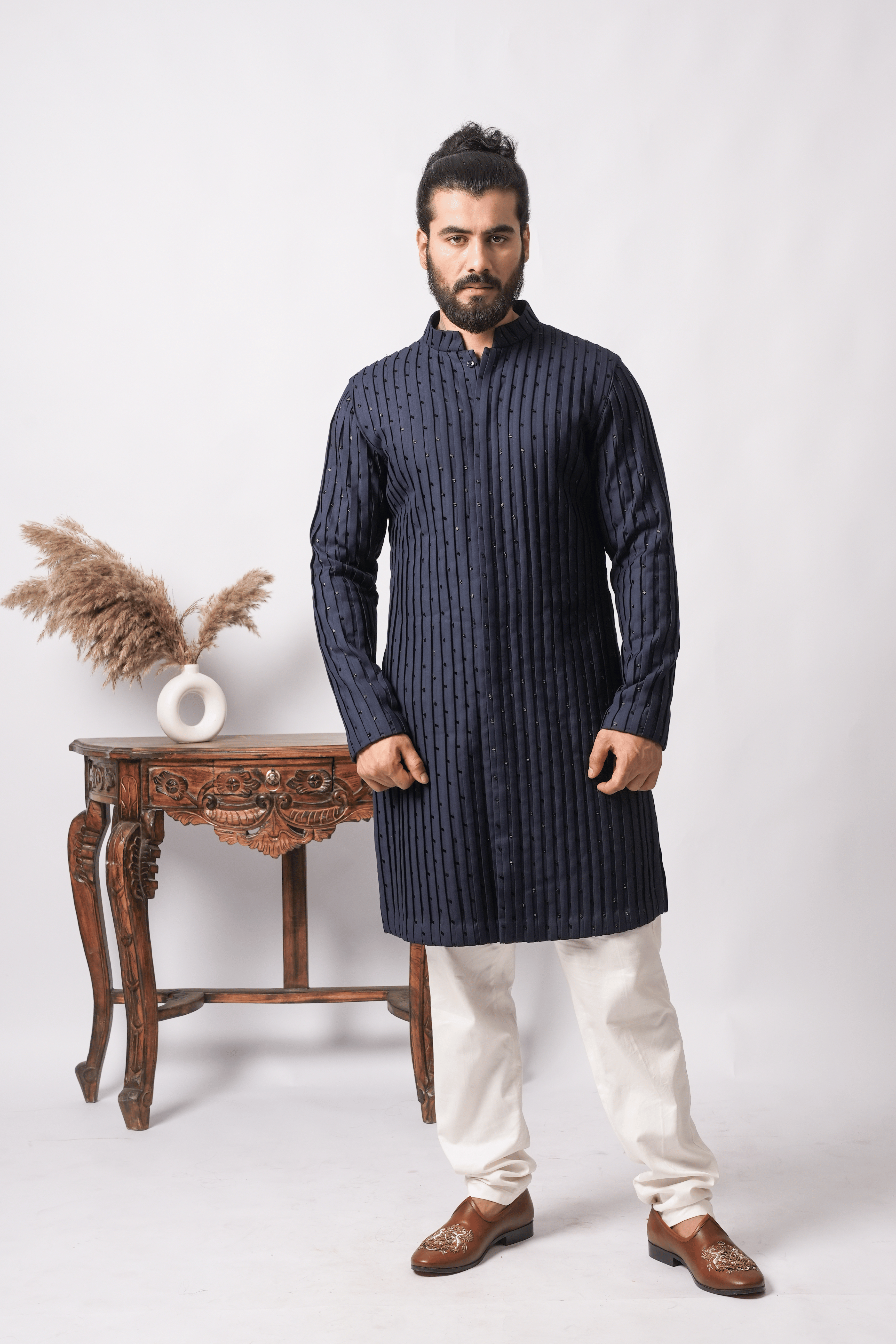 Midnight Pintuck Kurta