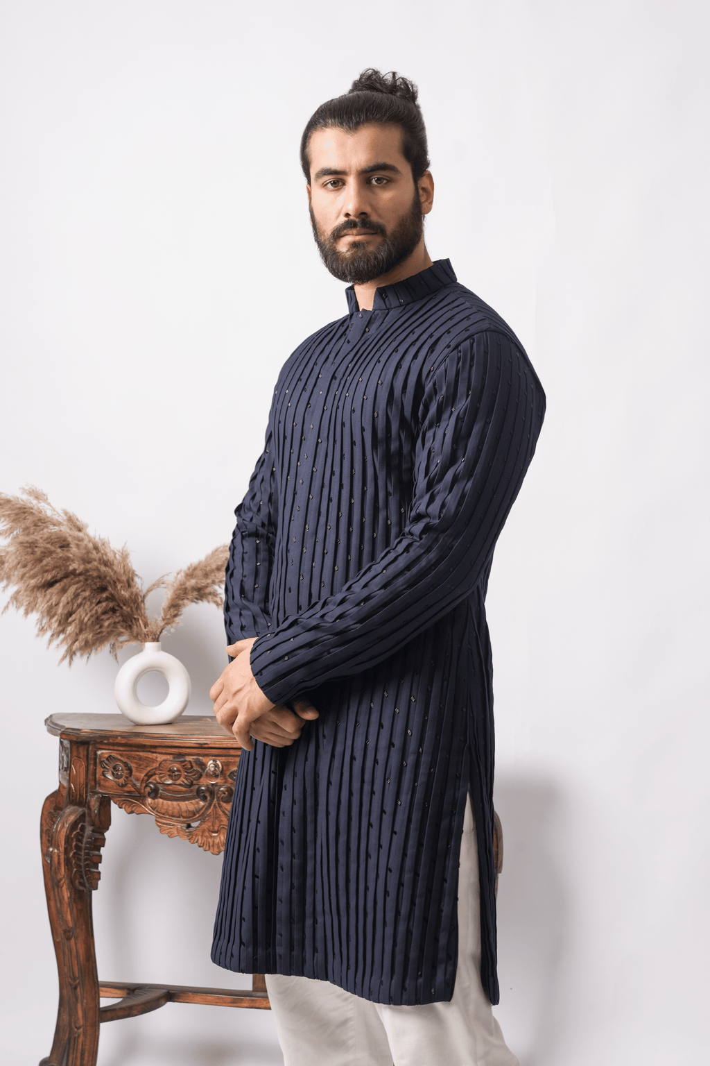 Midnight Pintuck Kurta