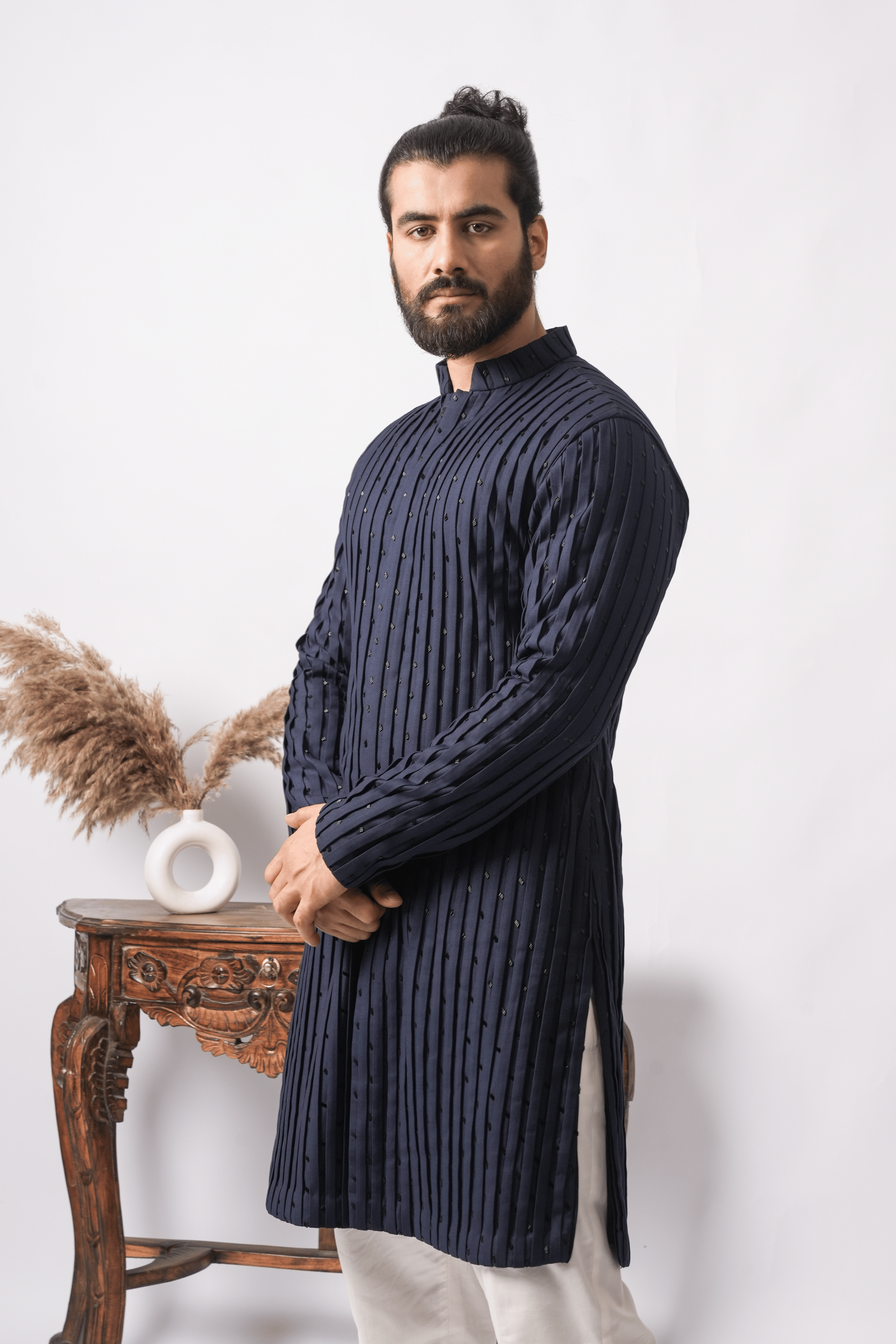 Midnight Pintuck Kurta