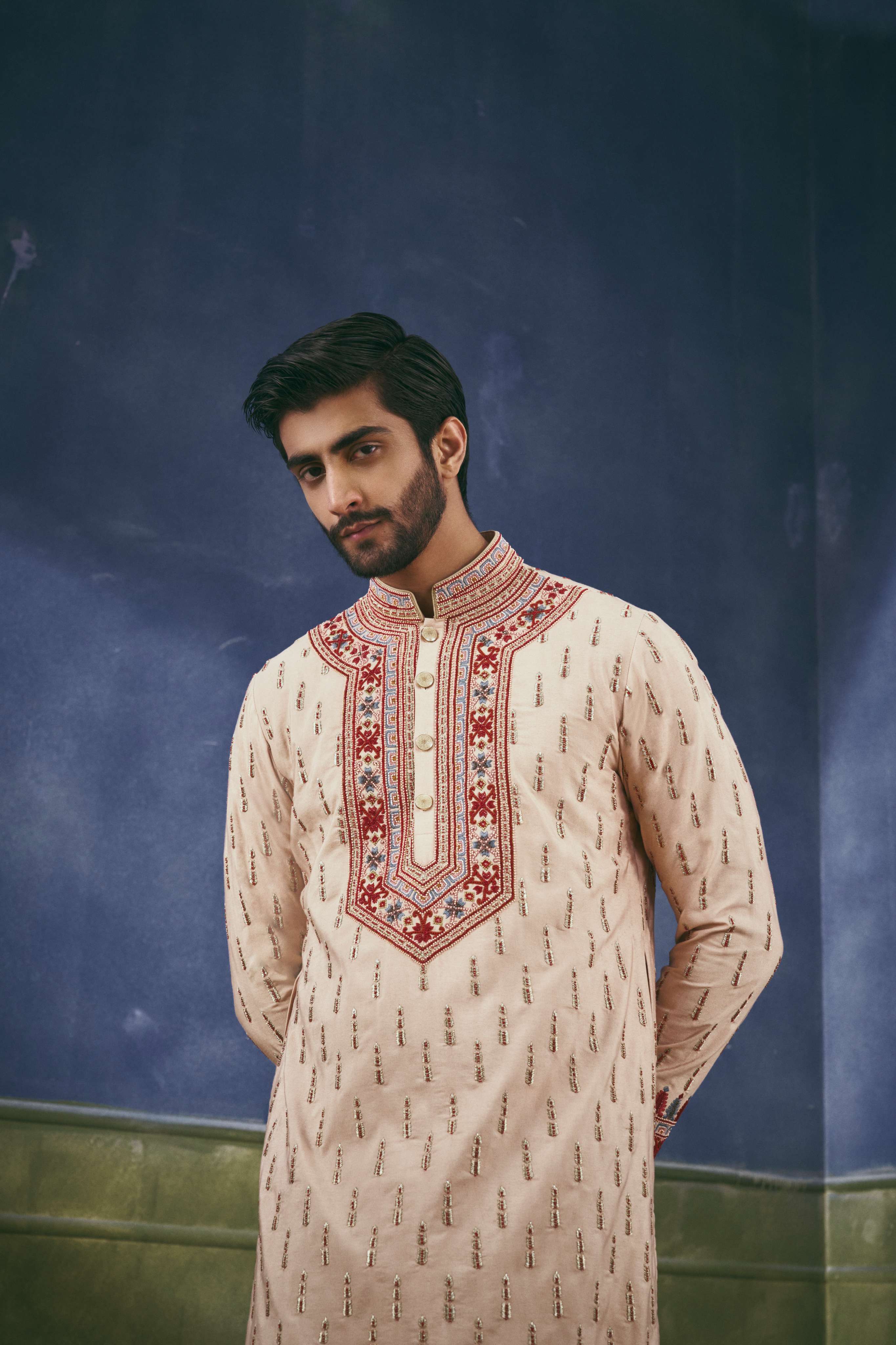 The Regal Motif Embroidered Tunic & Dhoti Set