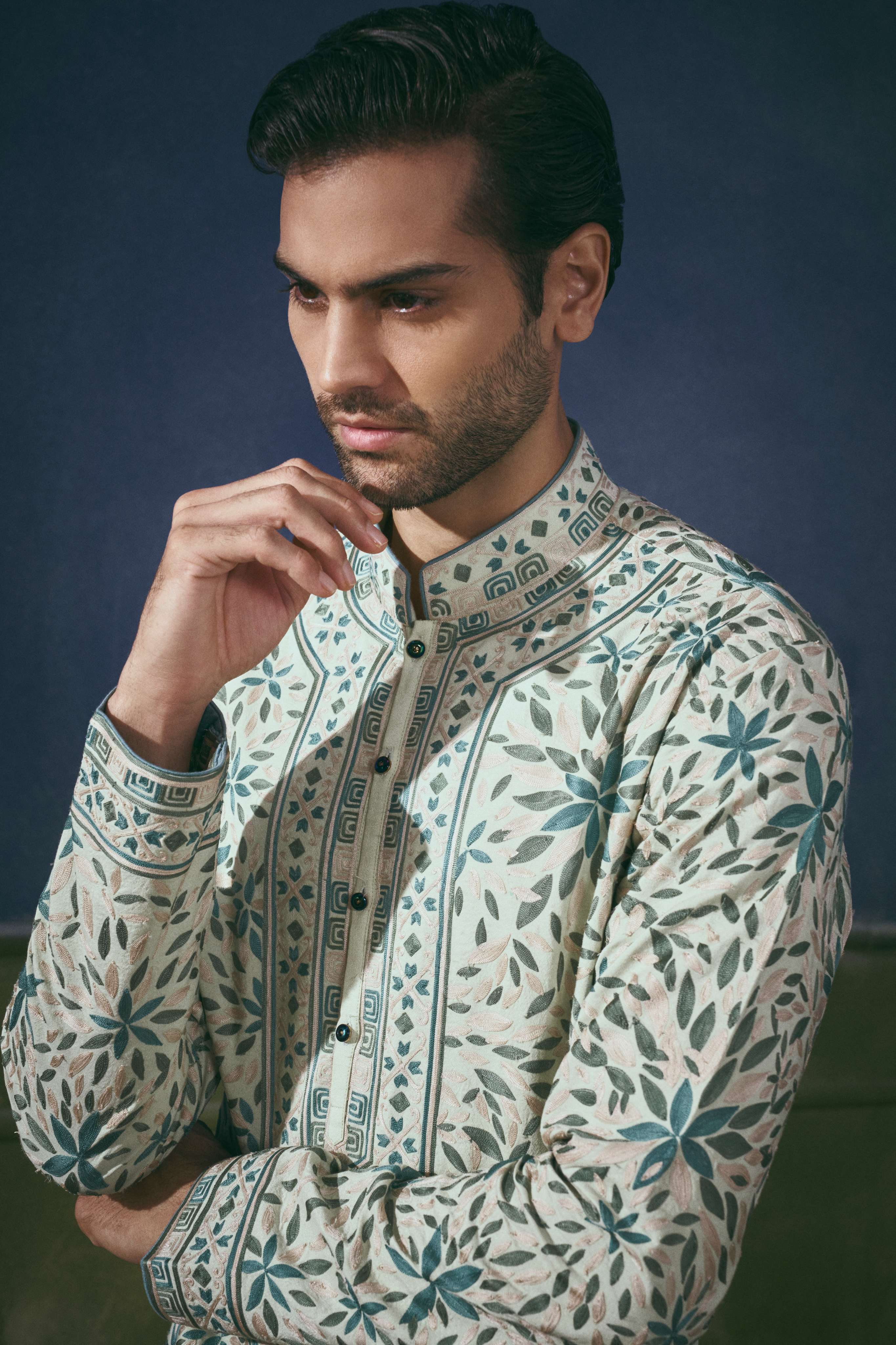 Seafoam Botanical Embroidered Tunic